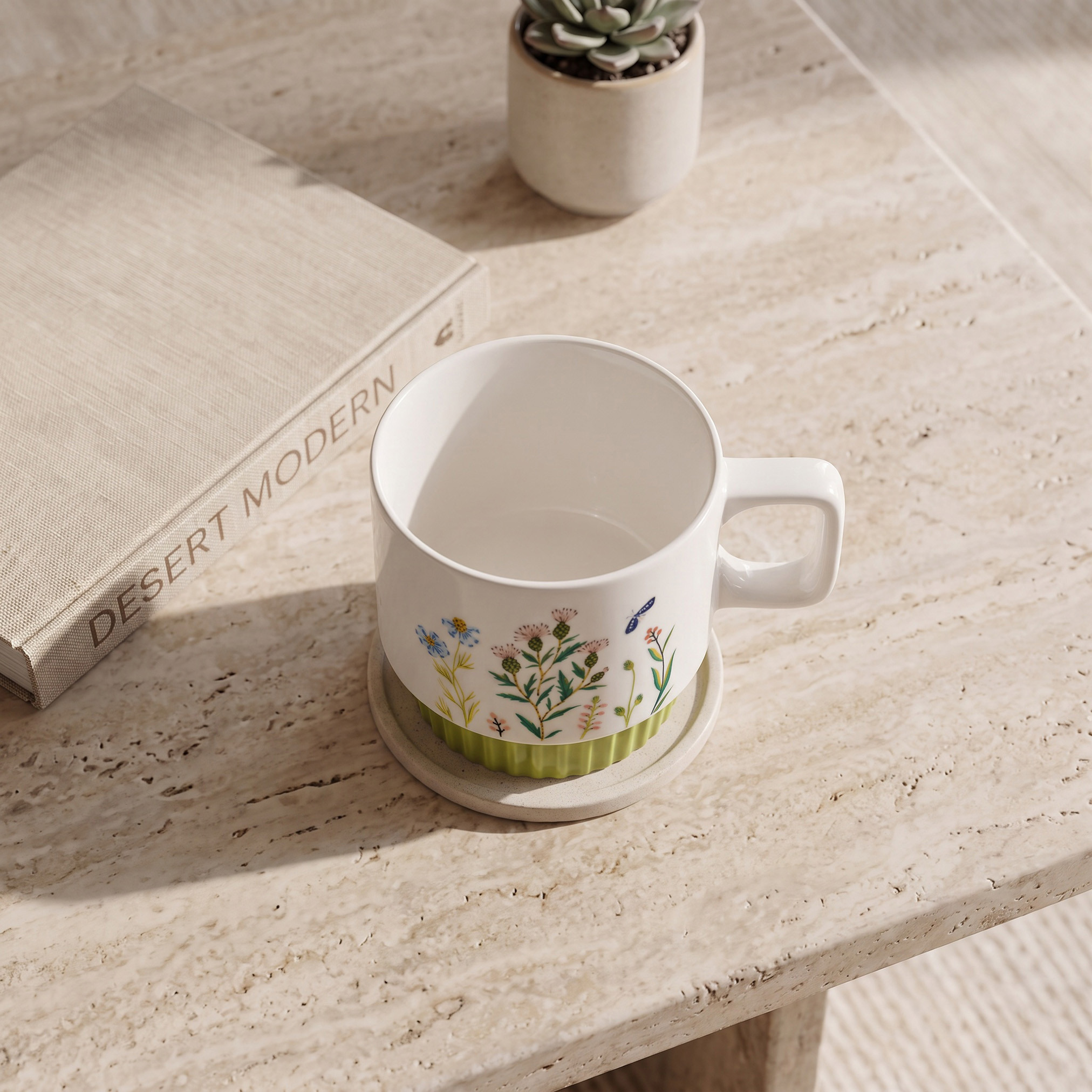Floral Decal New Bone China Mug - 350 ml-household-dining-teaandcoffee-mugsandcups-image-2