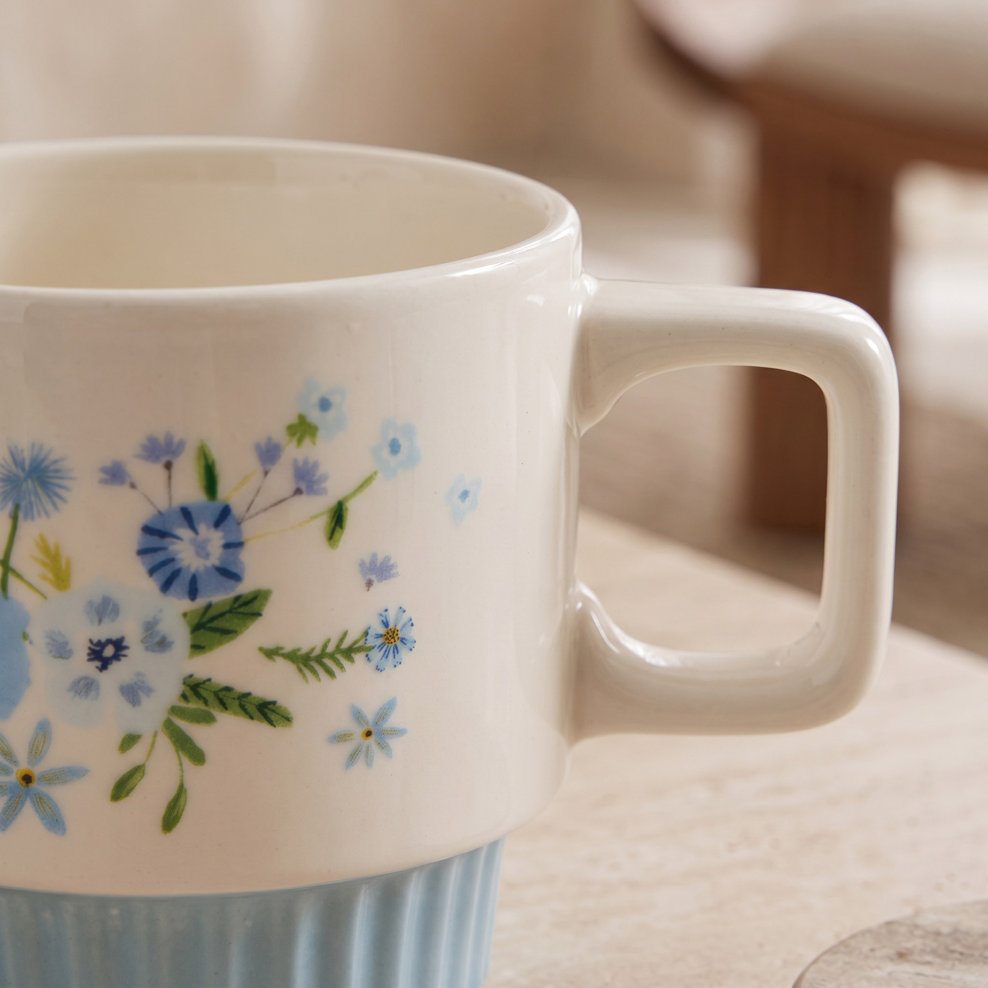 Floral Decal New Bone China Mug - 350 ml-household-dining-teaandcoffee-mugsandcups-image-3
