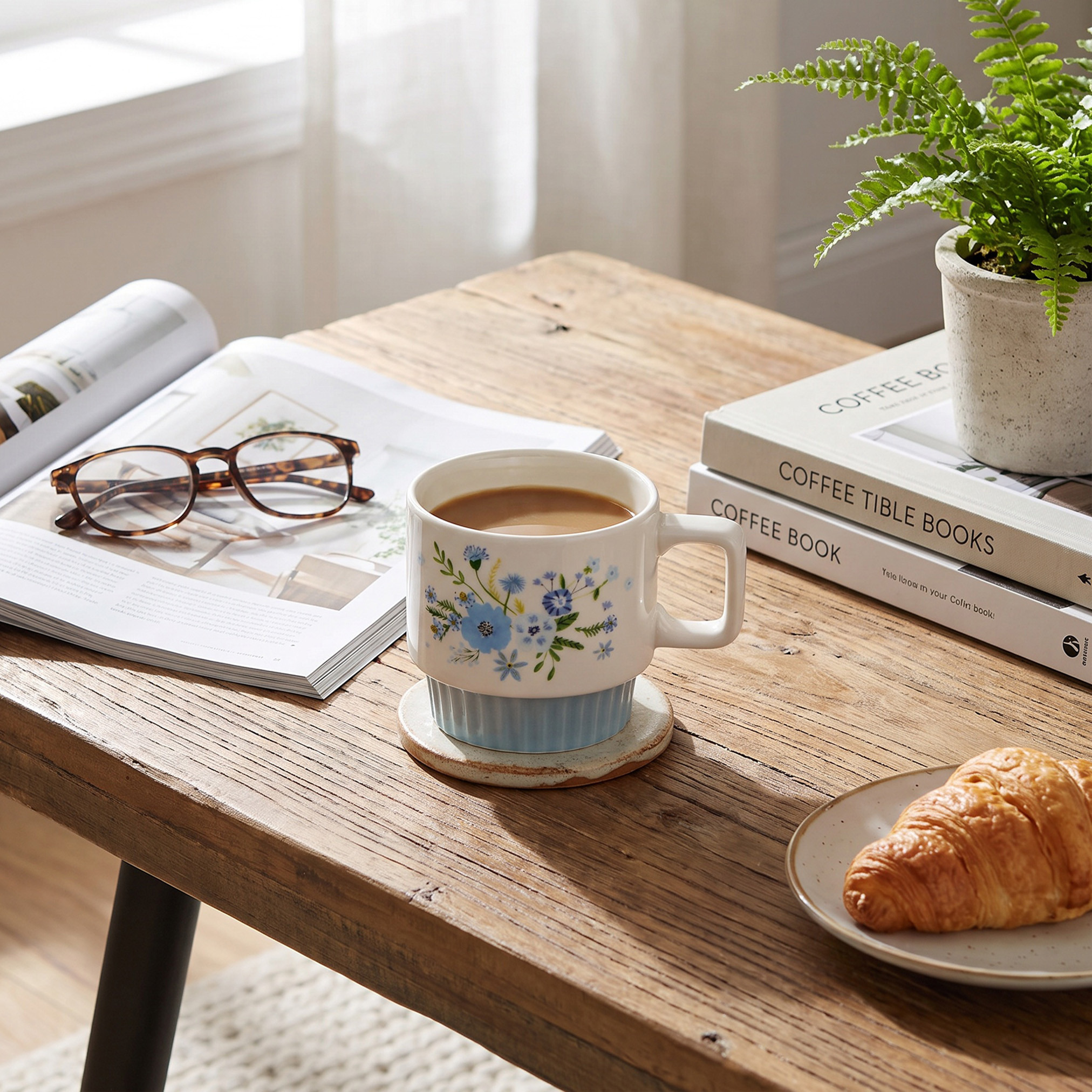Floral Decal New Bone China Mug - 350 ml-household-dining-teaandcoffee-mugsandcups-image-4