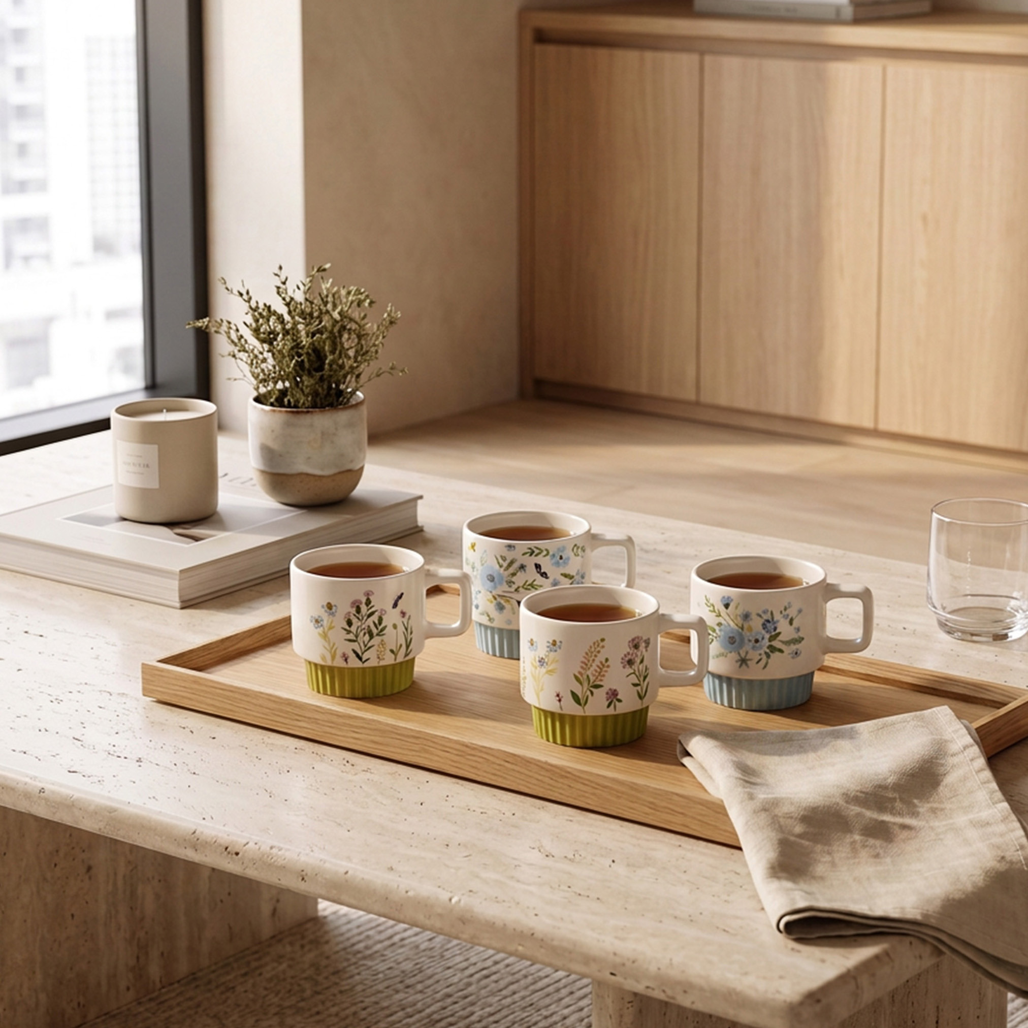 Floral Decal New Bone China Mug - 350 ml-household-dining-teaandcoffee-mugsandcups-image-5