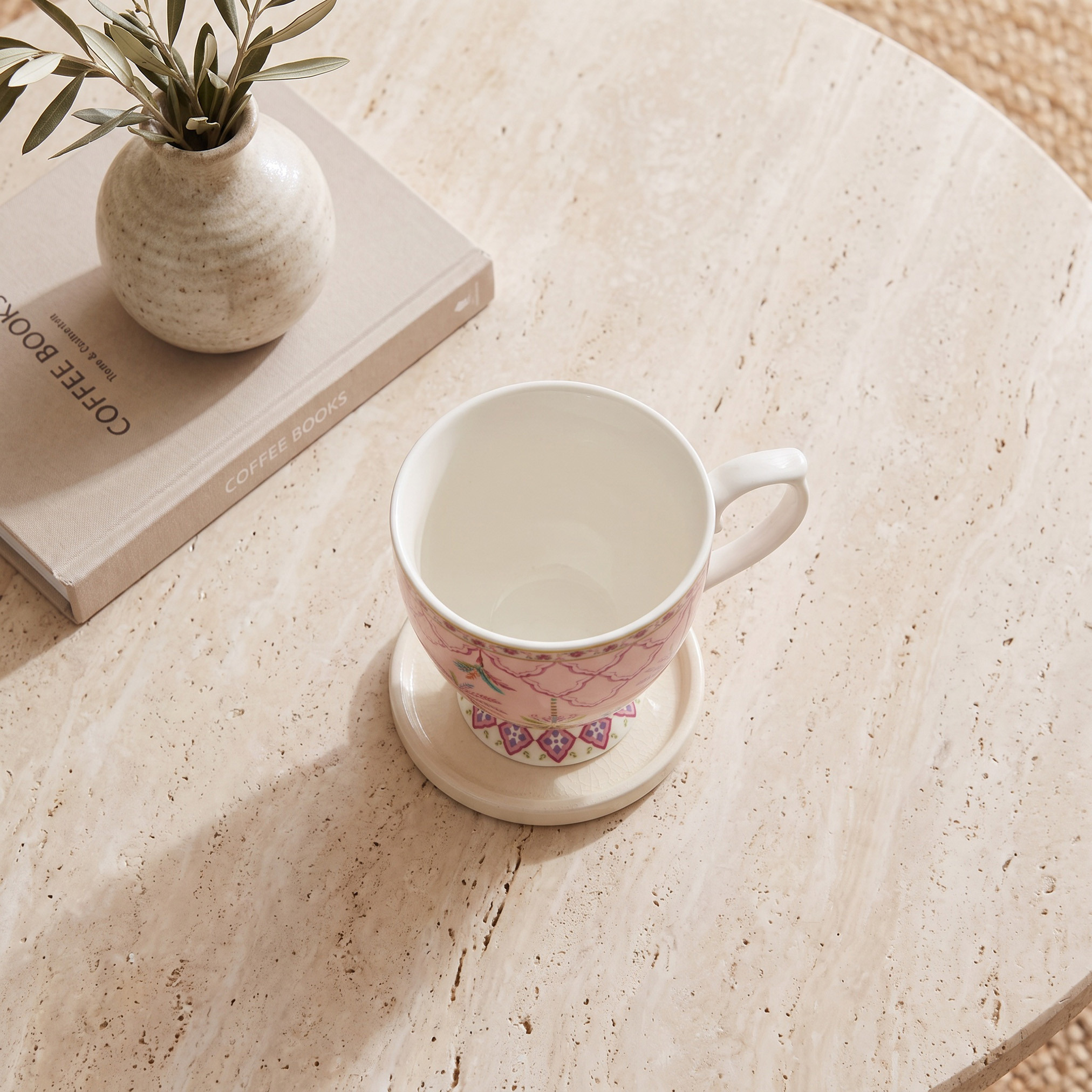 Floral Decal New Bone China Footed Mug - 360 ml-household-dining-teaandcoffee-mugsandcups-image-2