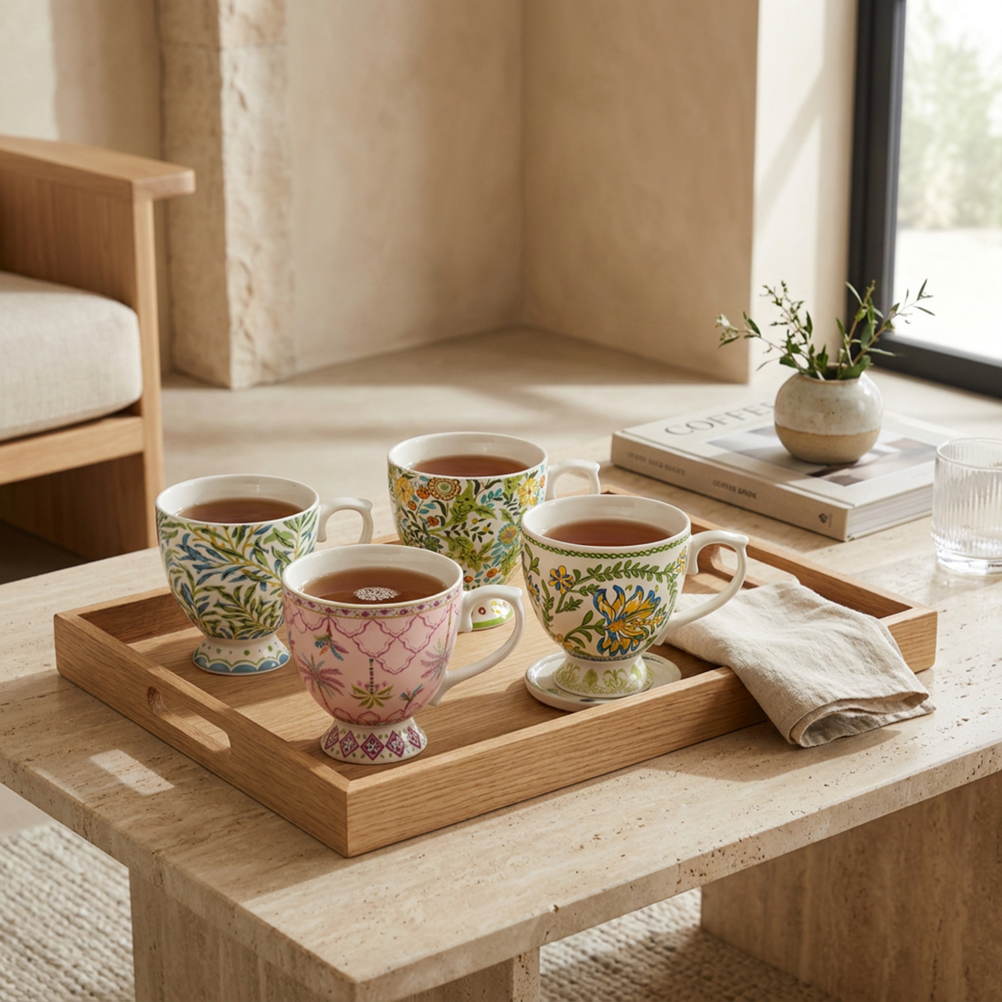 Floral Decal New Bone China Footed Mug - 360 ml-household-dining-teaandcoffee-mugsandcups-image-5