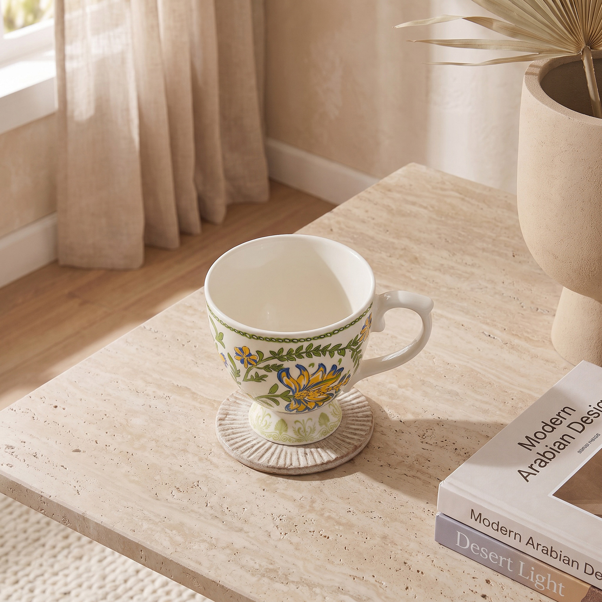 Floral Decal New Bone China Footed Mug - 360 ml-household-dining-teaandcoffee-mugsandcups-image-2
