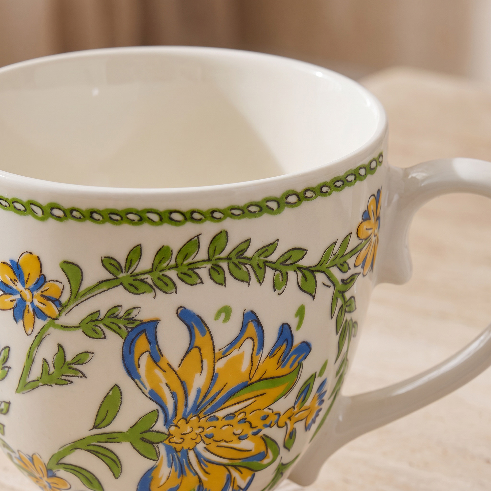 Floral Decal New Bone China Footed Mug - 360 ml-household-dining-teaandcoffee-mugsandcups-image-3