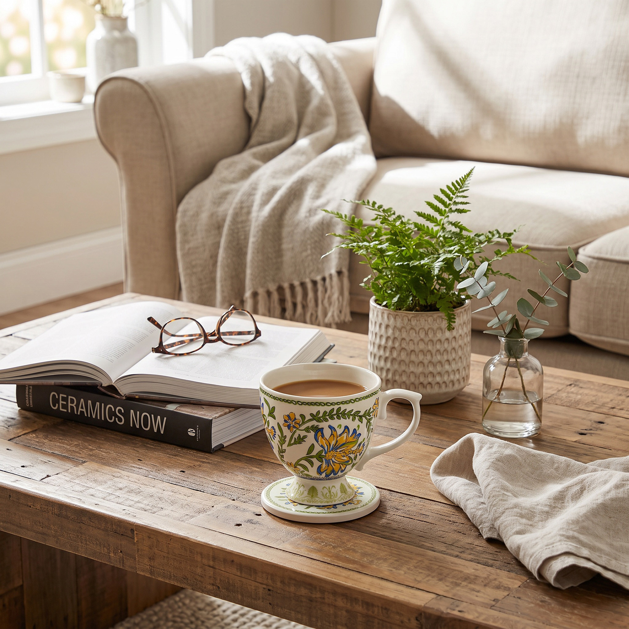 مج خزف صيني بقاعدة وتصميم أزهار - 360 مل-household-dining-teaandcoffee-mugsandcups-image-4