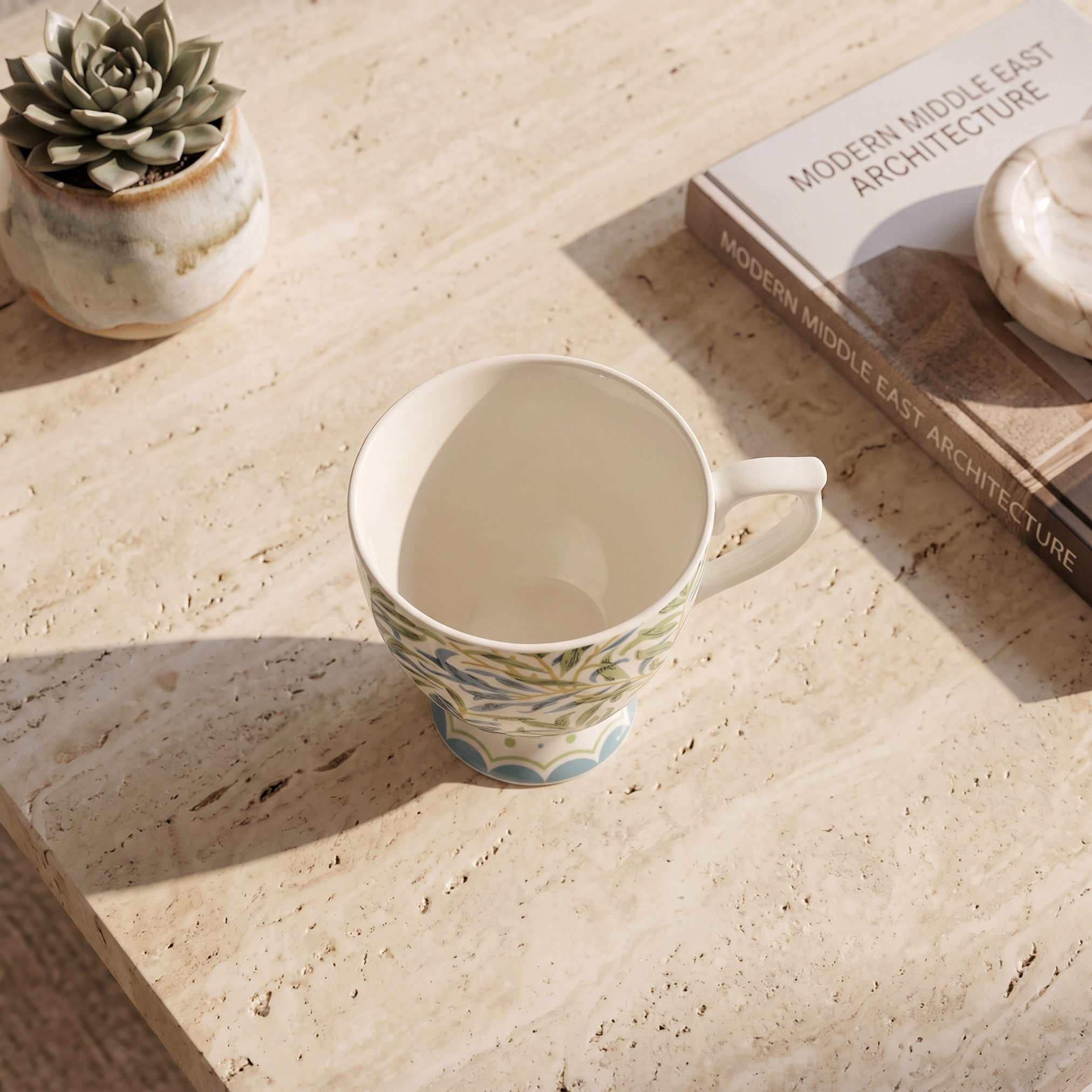 Floral Decal New Bone China Footed Mug - 360 ml-household-dining-teaandcoffee-mugsandcups-image-2