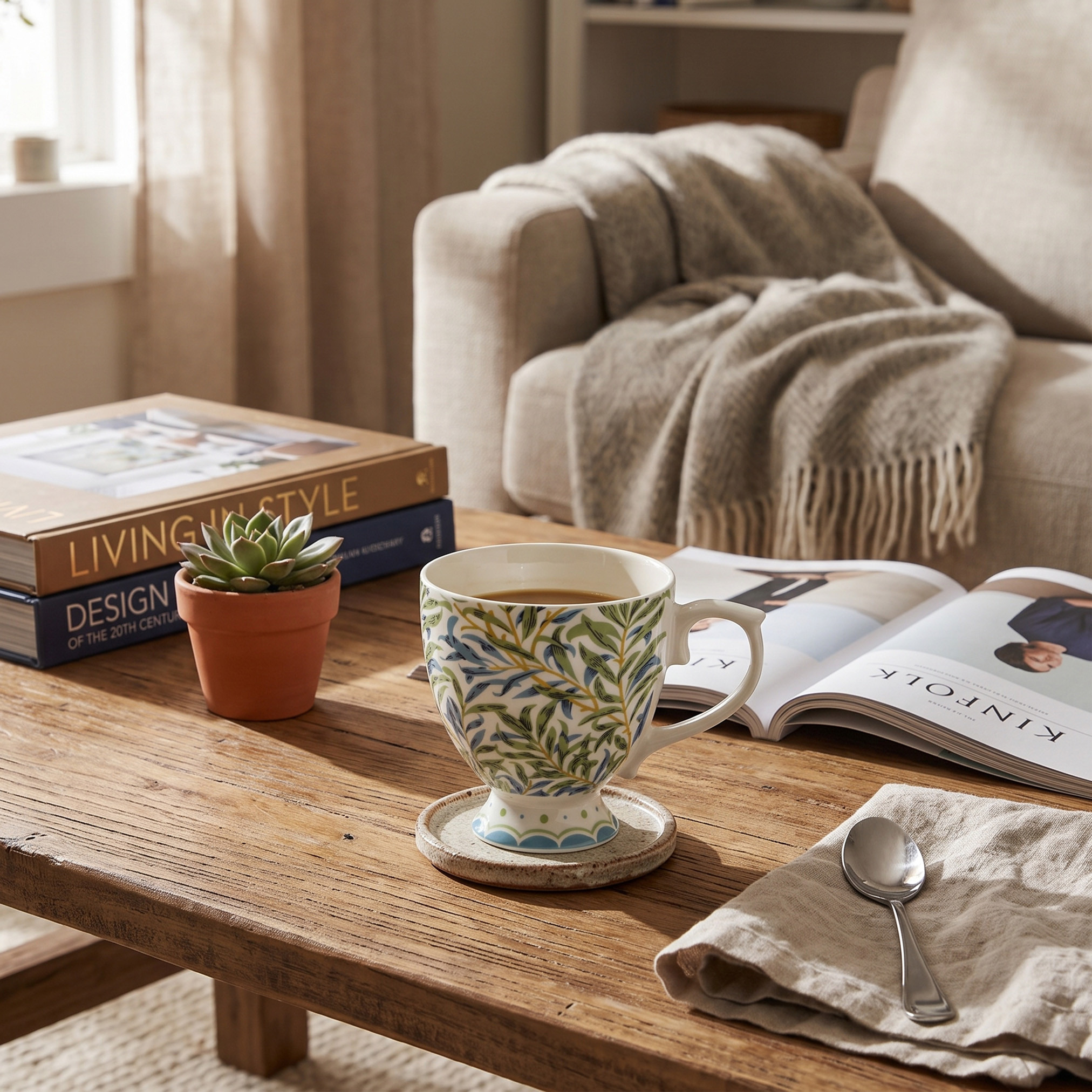 Floral Decal New Bone China Footed Mug - 360 ml-household-dining-teaandcoffee-mugsandcups-image-4