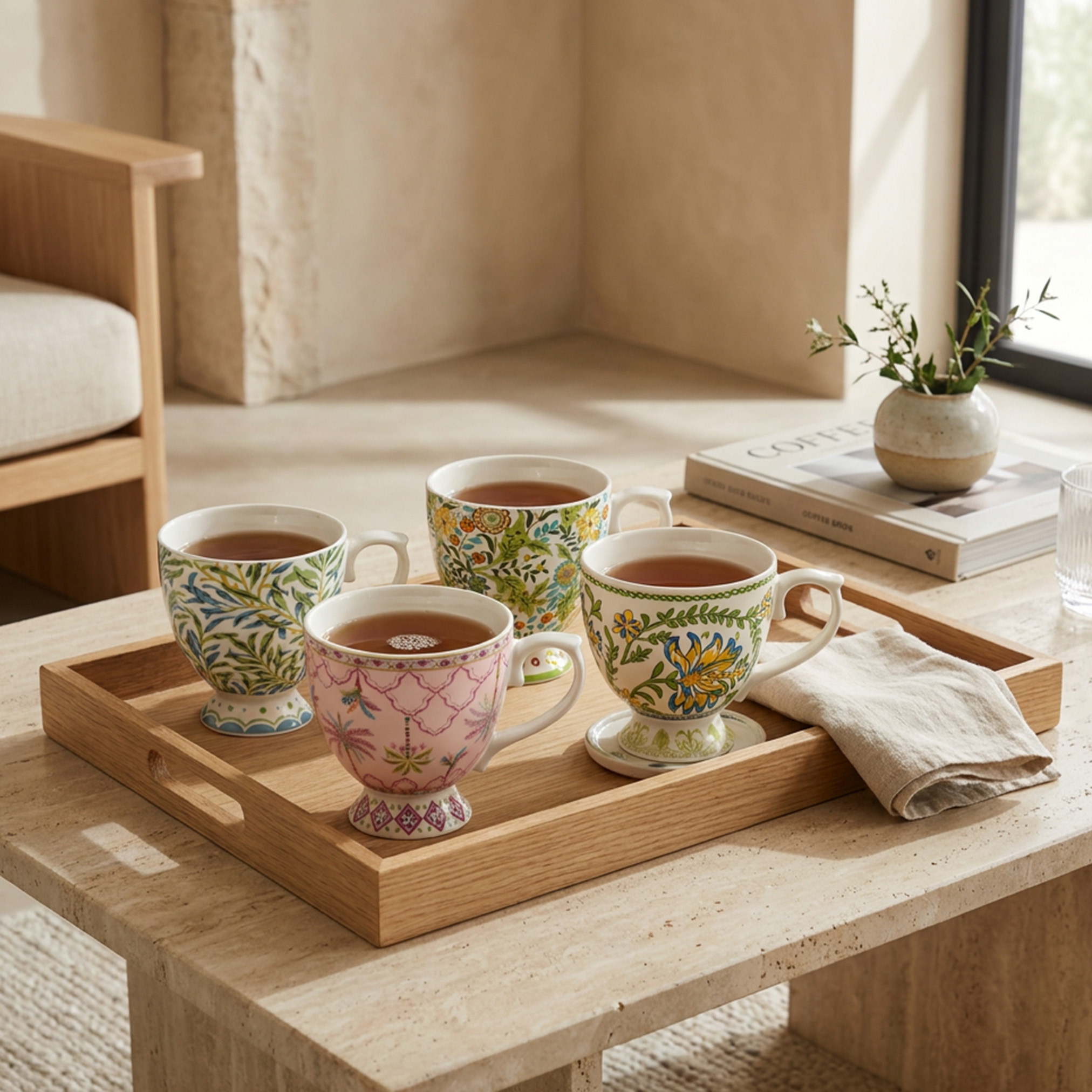 Floral Decal New Bone China Footed Mug - 360 ml-household-dining-teaandcoffee-mugsandcups-image-5