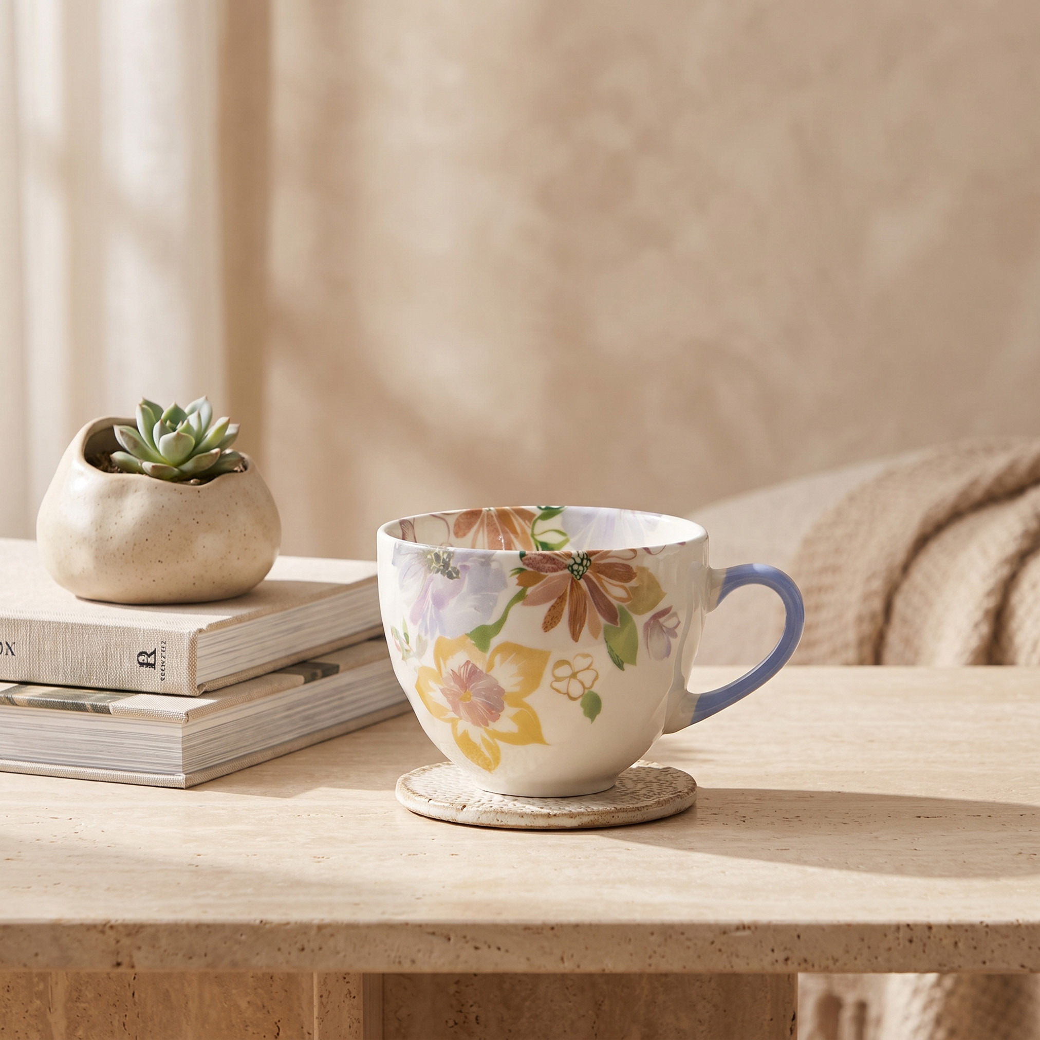 Floral Decal New Bone China Mug - 430 ml-household-dining-teaandcoffee-mugsandcups-image-1