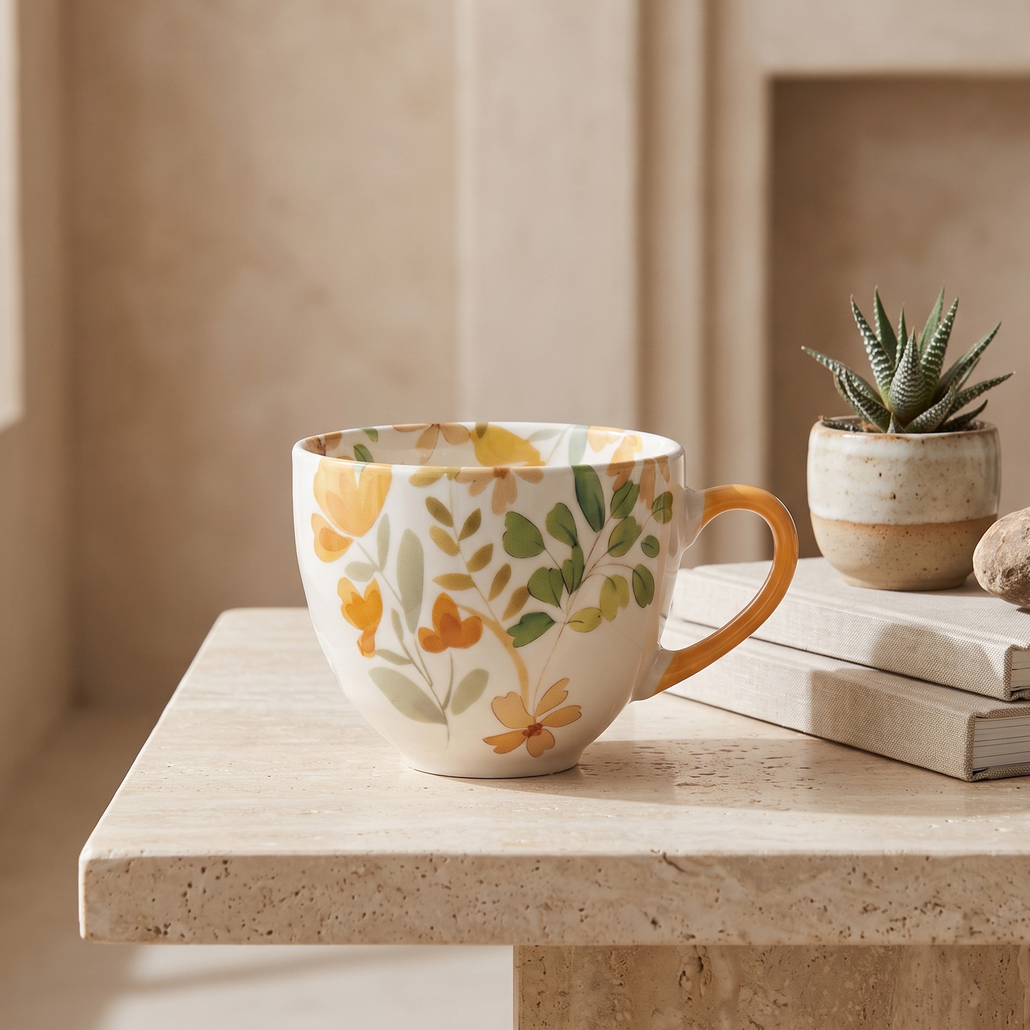 Floral Decal New Bone China Mug - 430 ml-household-dining-teaandcoffee-mugsandcups-image-1