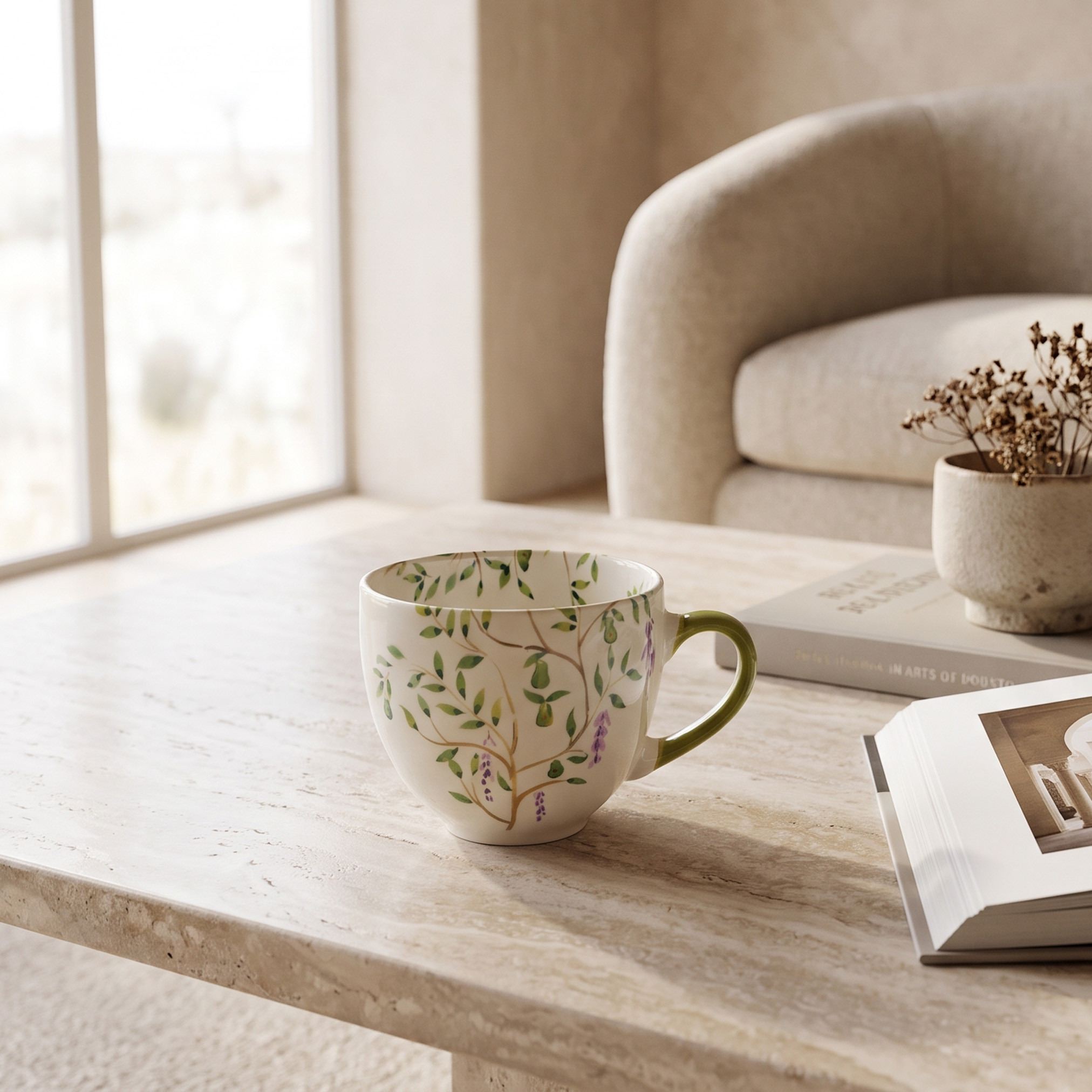 Floral Decal New Bone China Mug - 430 ml-household-dining-teaandcoffee-mugsandcups-image-1