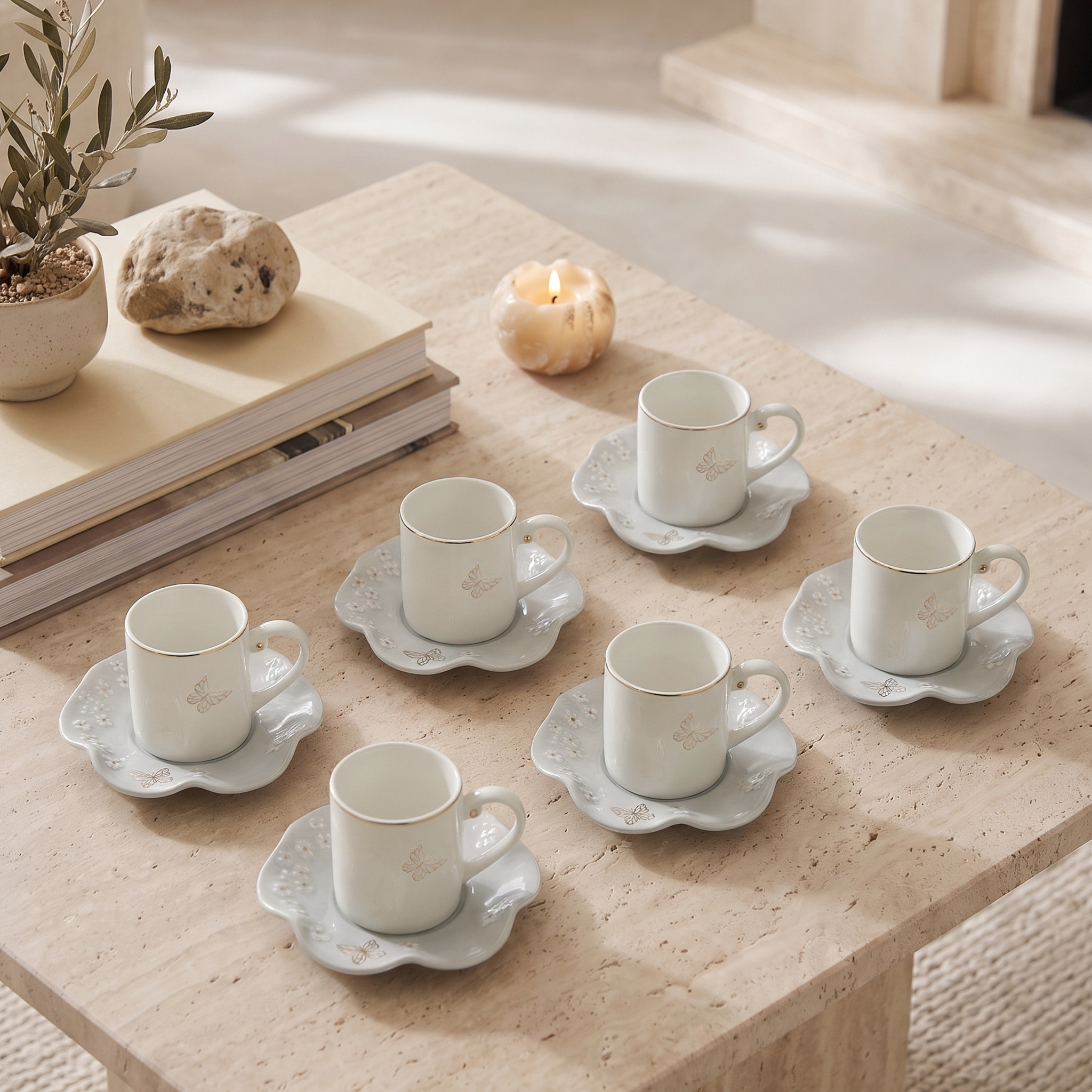 Butterfly Print 12-Piece Cup and Saucer Set-household-dining-teaandcoffee-teaandcoffeesets-image-2