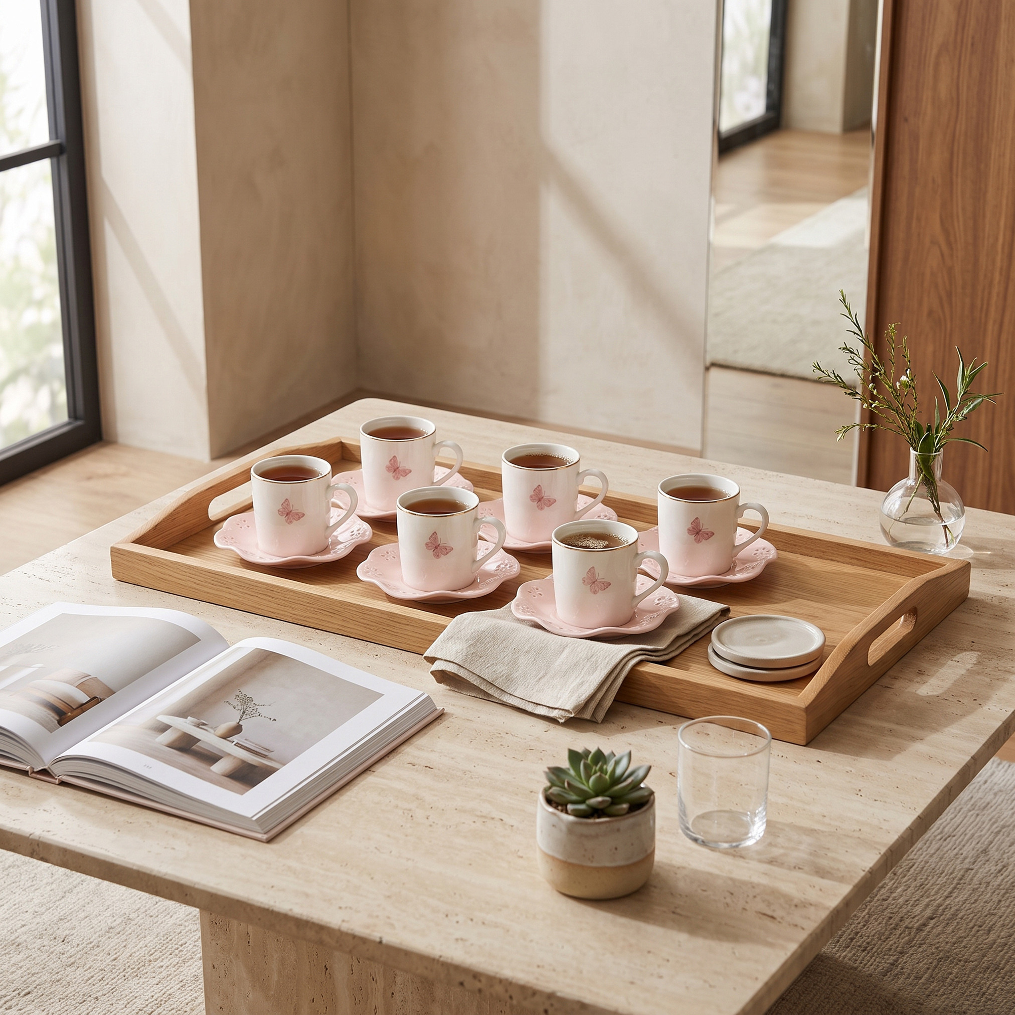 طقم أكواب شاي وصحون بورسلين 12 قطعة بطبعة فراشات-household-dining-teaandcoffee-teaandcoffeesets-image-4