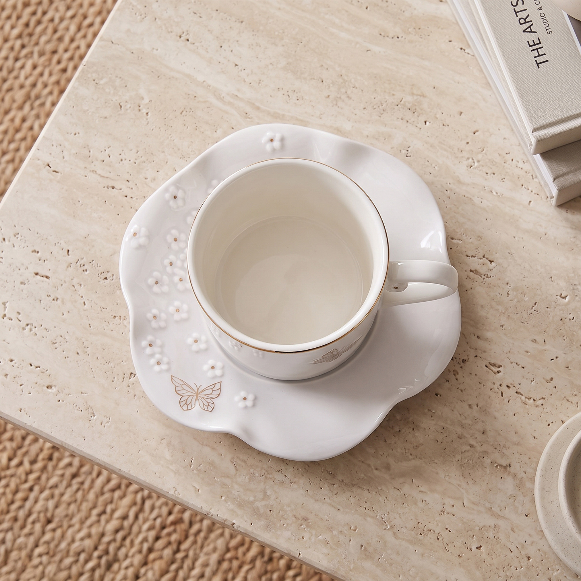 طقم فنجان وصحن بطبعات فراشات من قطعتين-household-dining-teaandcoffee-teaandcoffeesets-image-2