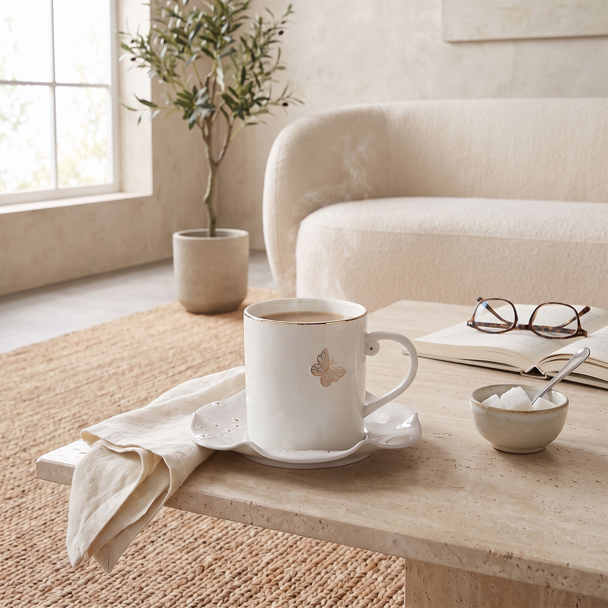 طقم فنجان وصحن بطبعات فراشات من قطعتين-household-dining-teaandcoffee-teaandcoffeesets-image-4