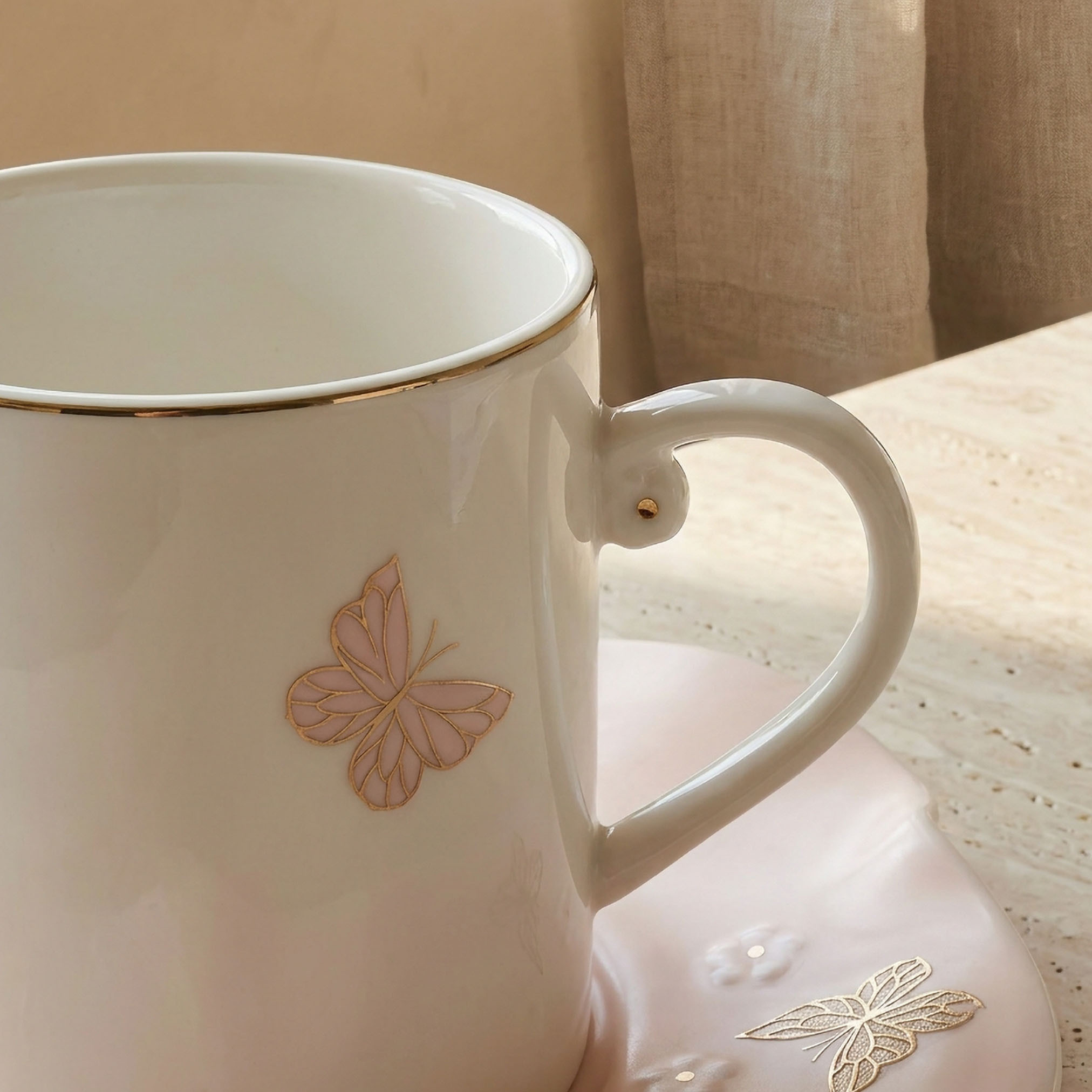 Butterfly Embossed Porcelain Cup and Saucer Set - 220 ml-household-dining-teaandcoffee-teaandcoffeesets-image-3