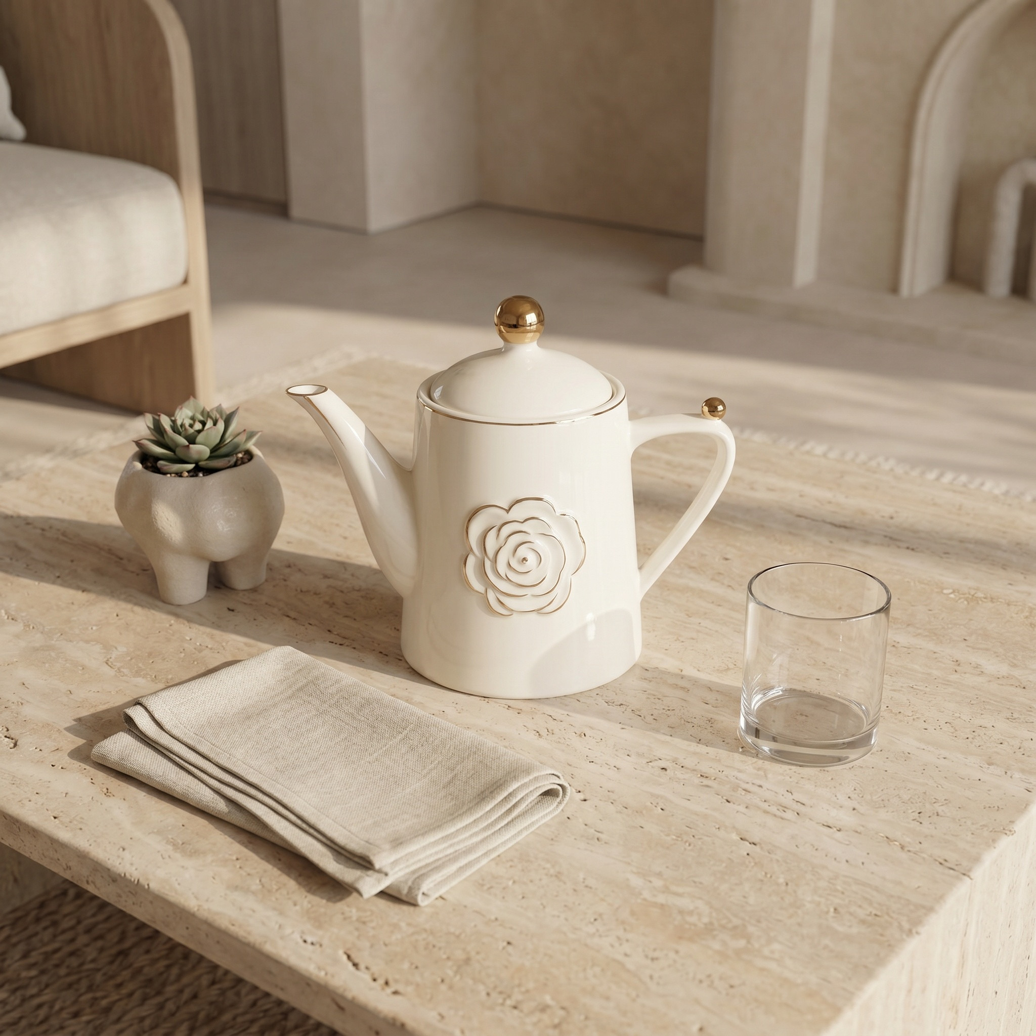 Rosy Porcelain Teapot - 1.2 L-household-dining-teaandcoffee-vacuumflaskscoffeeandteapots-image-1