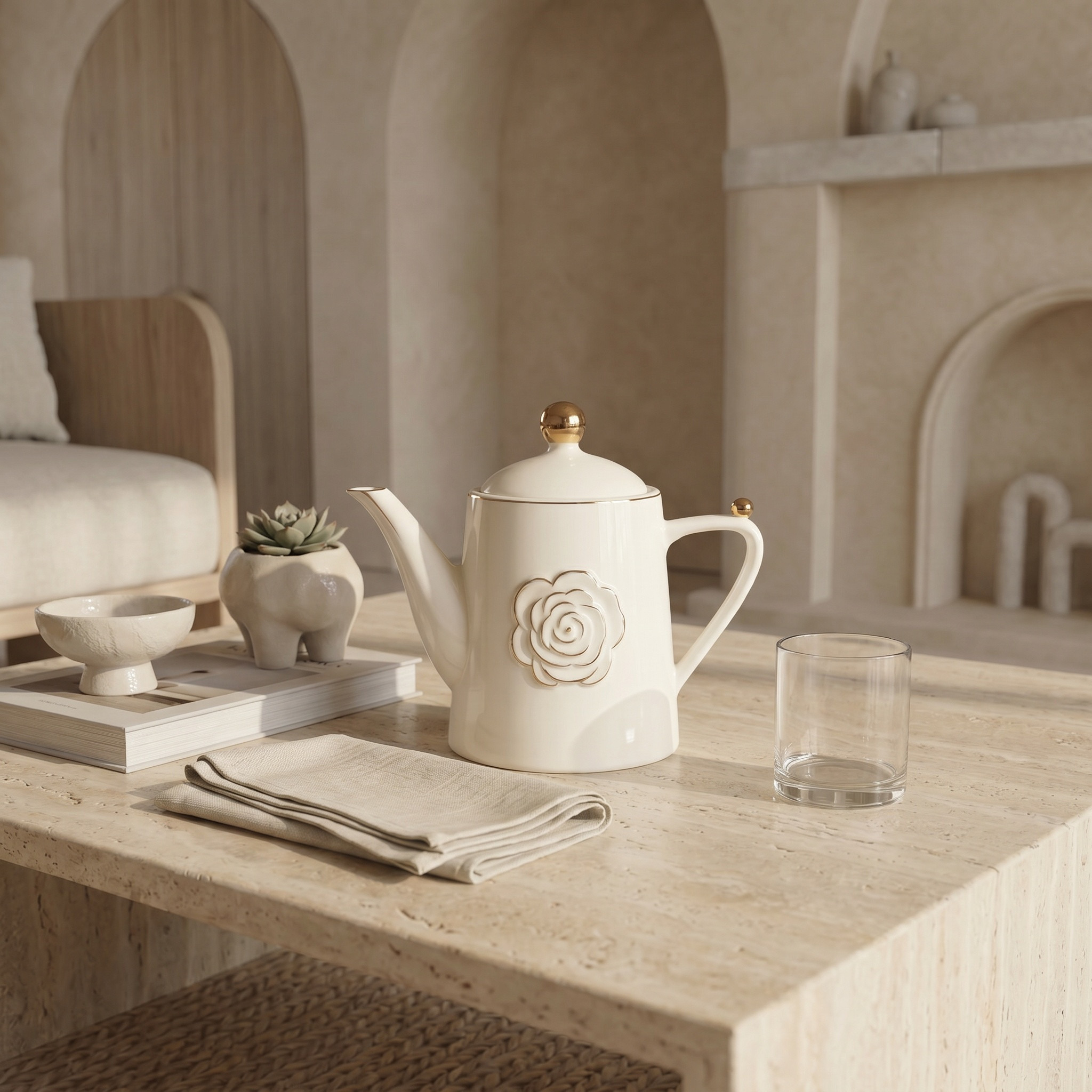 Rosy Porcelain Teapot - 1.2 L-household-dining-teaandcoffee-vacuumflaskscoffeeandteapots-image-2