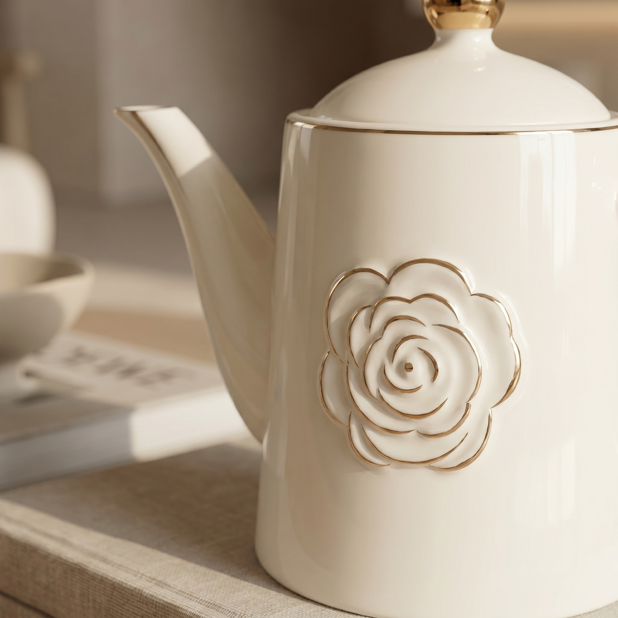 Rosy Porcelain Teapot - 1.2 L-household-dining-teaandcoffee-vacuumflaskscoffeeandteapots-image-3