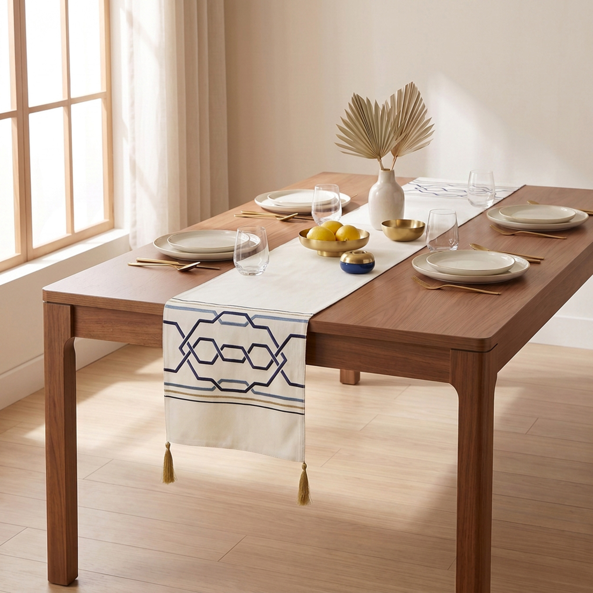 Gia Printed Runner with Tassel - 180x33 cm-household-dining-tablelinen-runnersandtablecovers-image-4