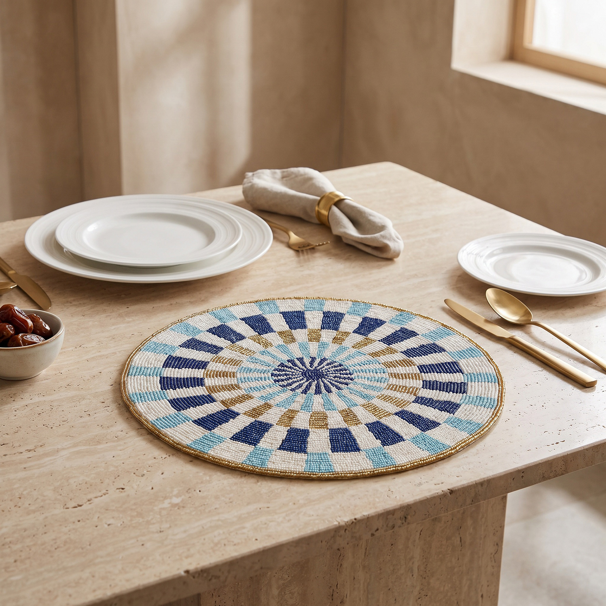 Gia Bead Embellished Placemat - 36 cm-household-dining-tablelinen-placemats-image-2