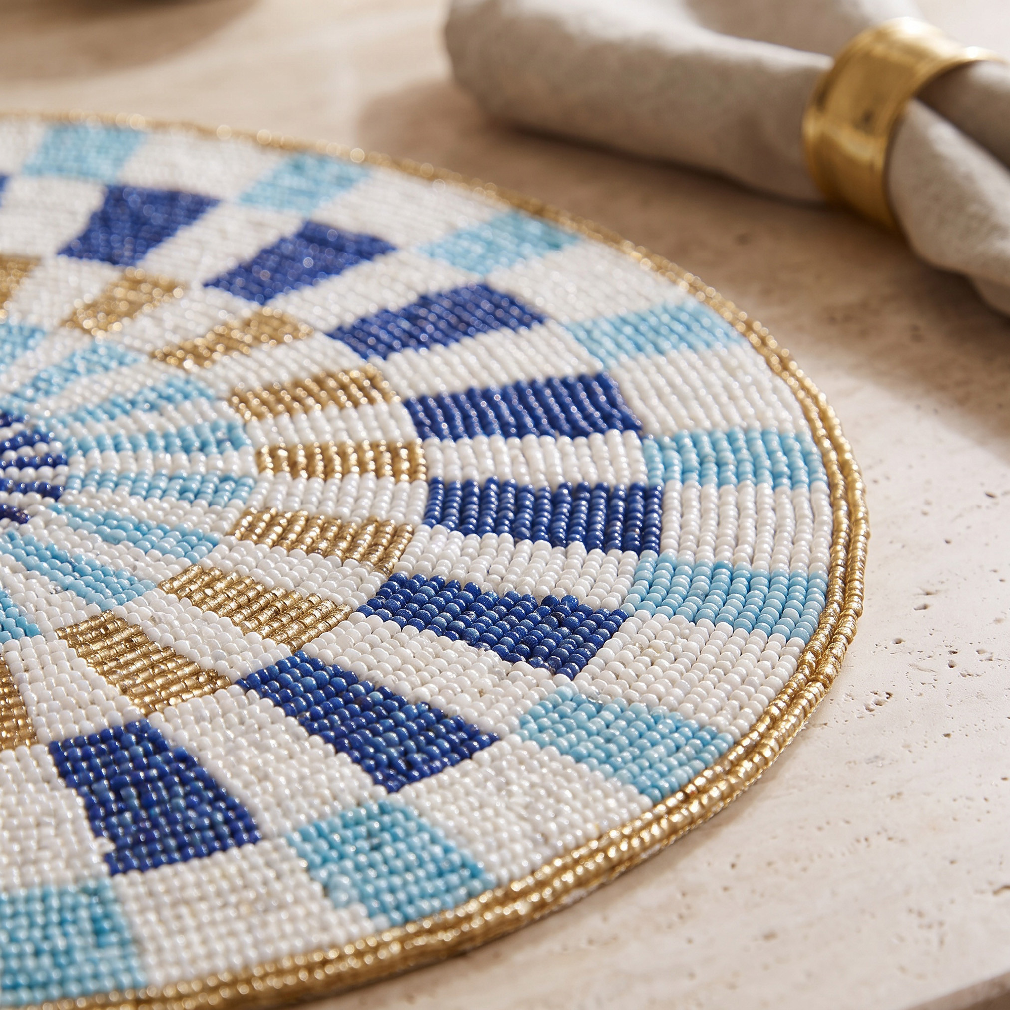 Gia Bead Embellished Placemat - 36 cm-household-dining-tablelinen-placemats-image-3