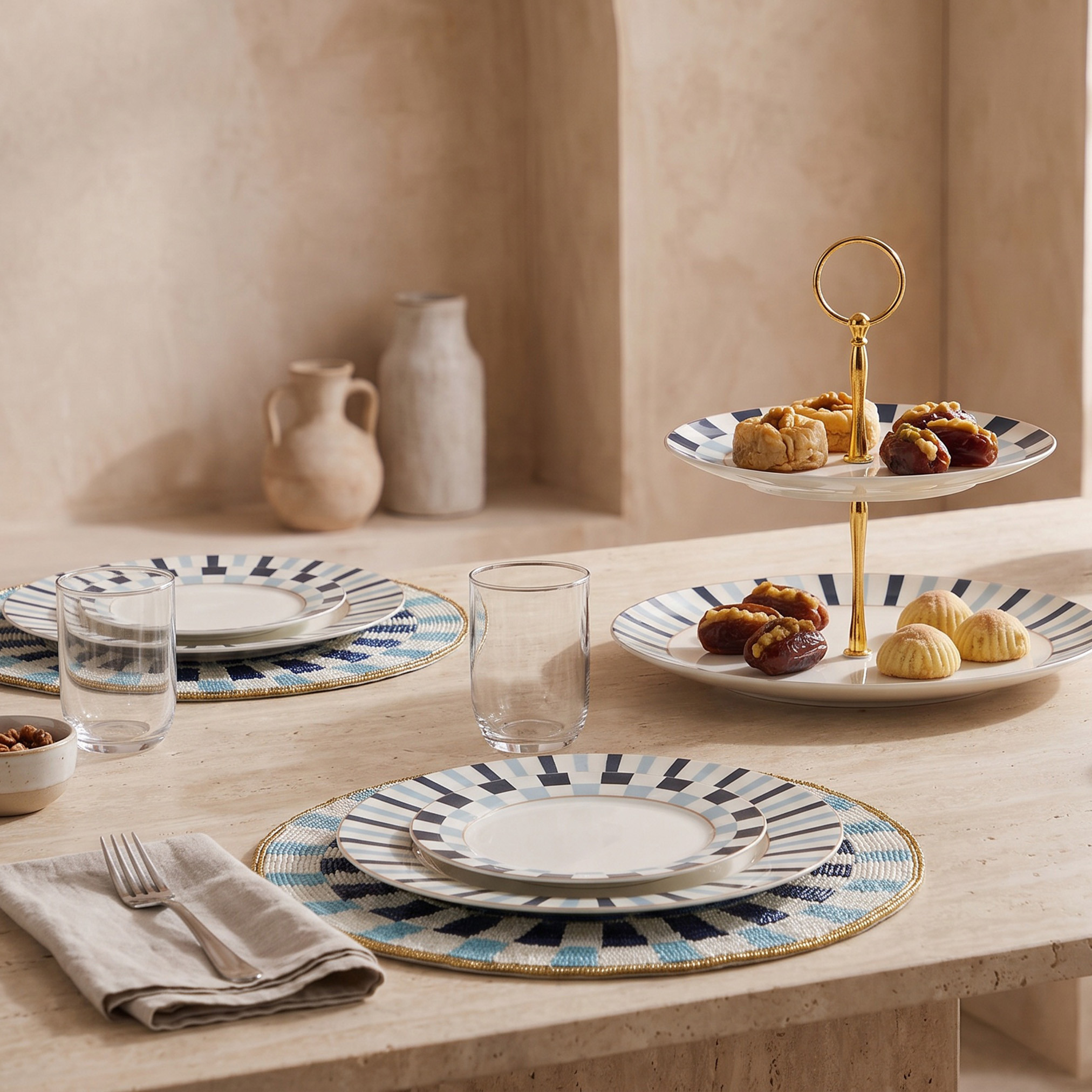Gia Bead Embellished Placemat - 36 cm-household-dining-tablelinen-placemats-image-5