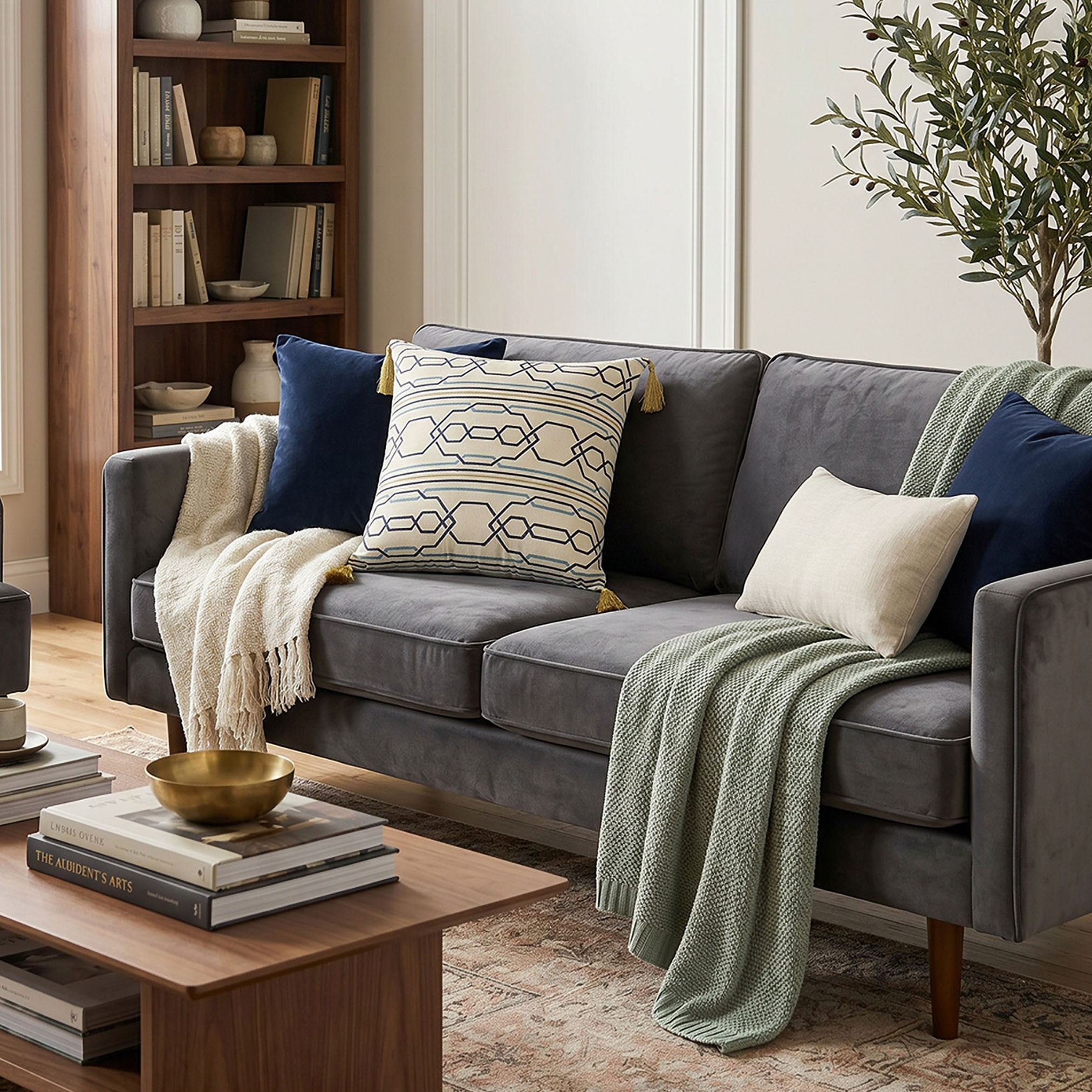 وسادة محشوة بطبعات هندسية من جيا كومو - 45x45 سم-household-cushionsandthrows-filledcushions-decorativecushions-image-4