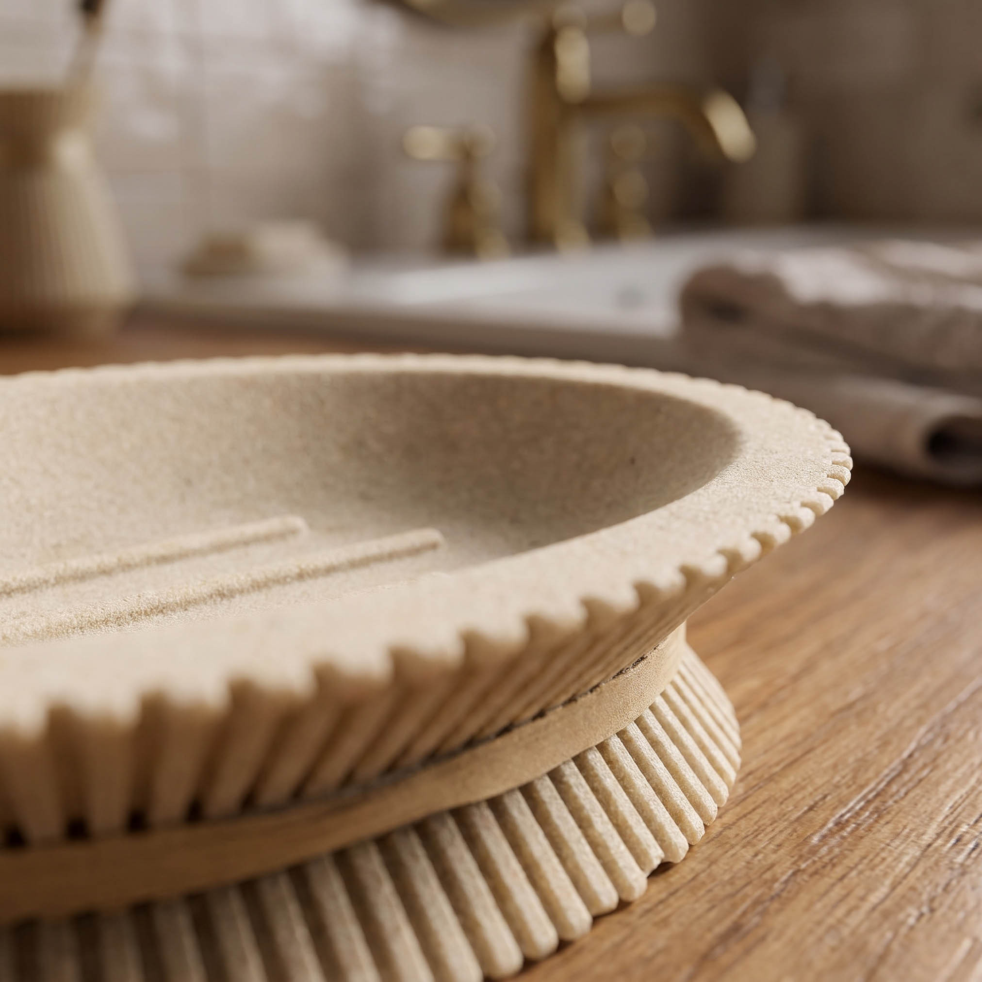 Golden Ripple Textured Polyresin Soap Dish-household-bathandlaundry-bathaccessories-soapdishesanddispensers-image-2