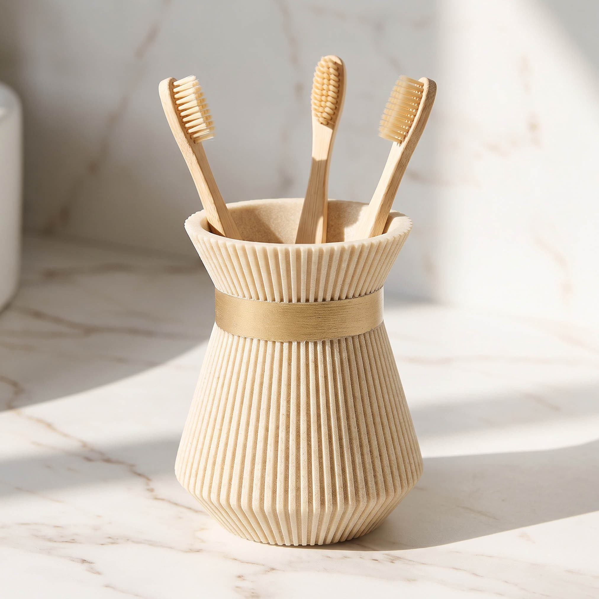Golden Ripple Polyresin Tumbler-household-bathandlaundry-bathaccessories-toothbrushholdersandtumblers-image-1