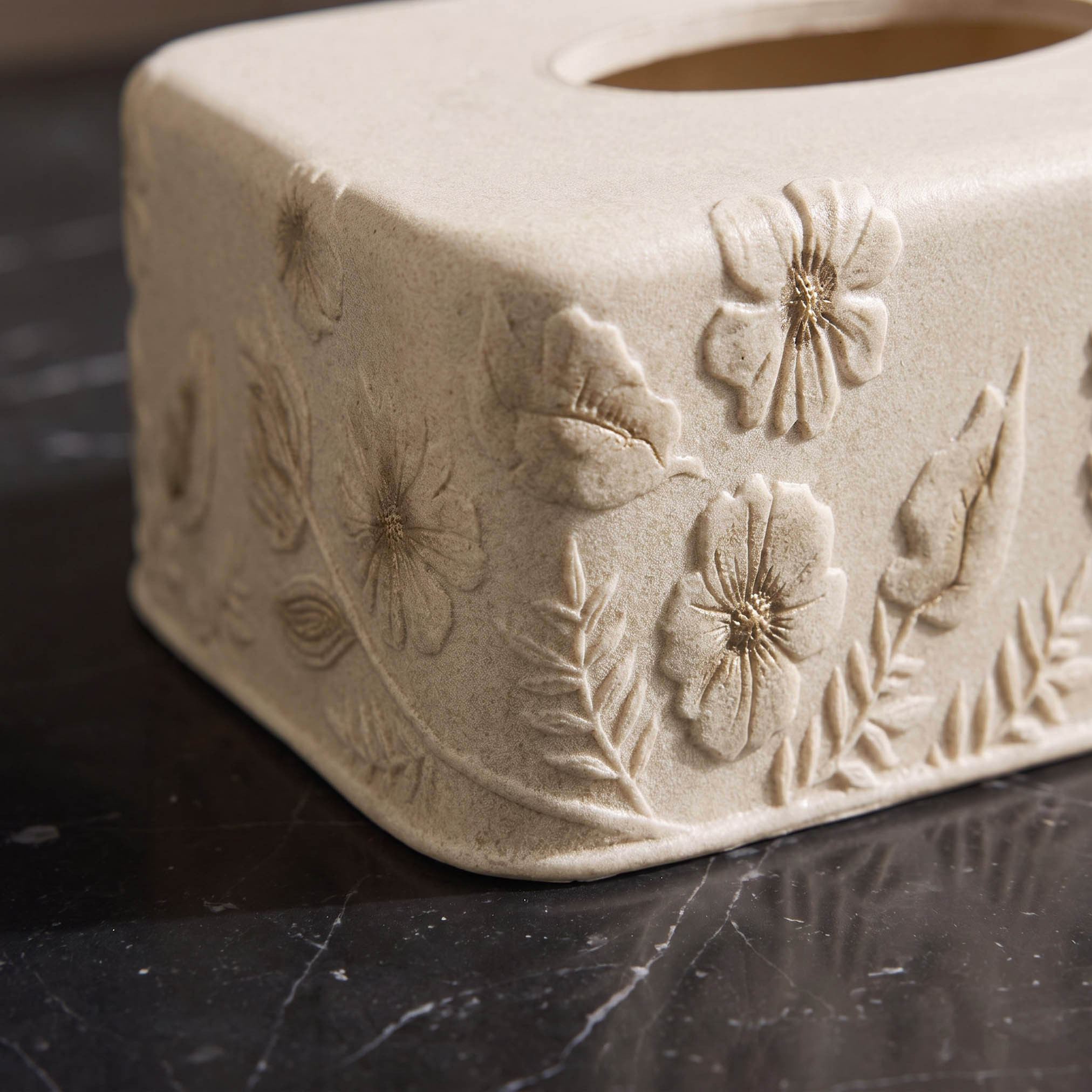 Floral Embossed Polyresin Tissue Holder-household-bathandlaundry-bathaccessories-bathaccessorysets-image-2