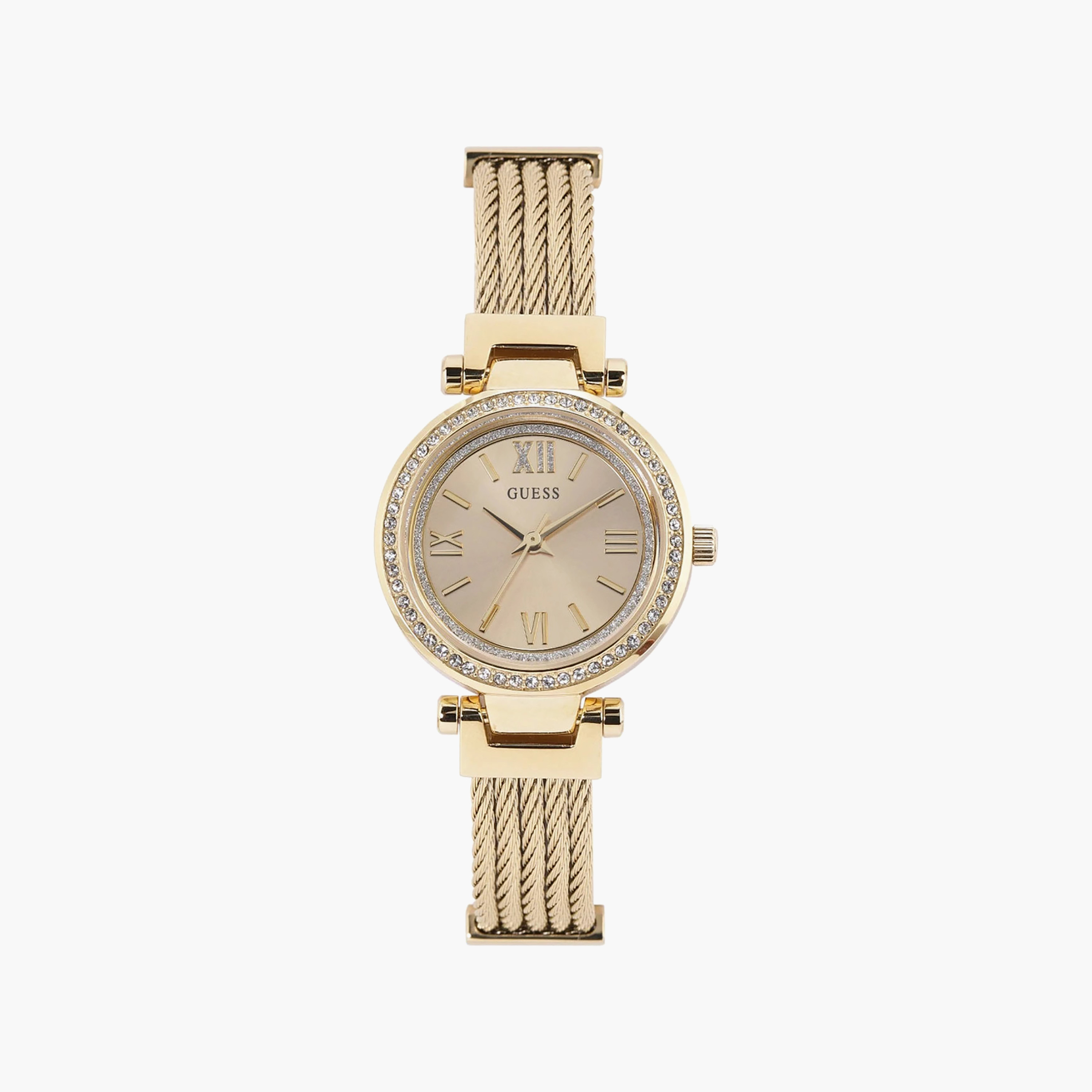 Guess Women 38 MM Gold Analog Silicone Watch | W1009L2-women-watchesandjewellery-watches-image-1