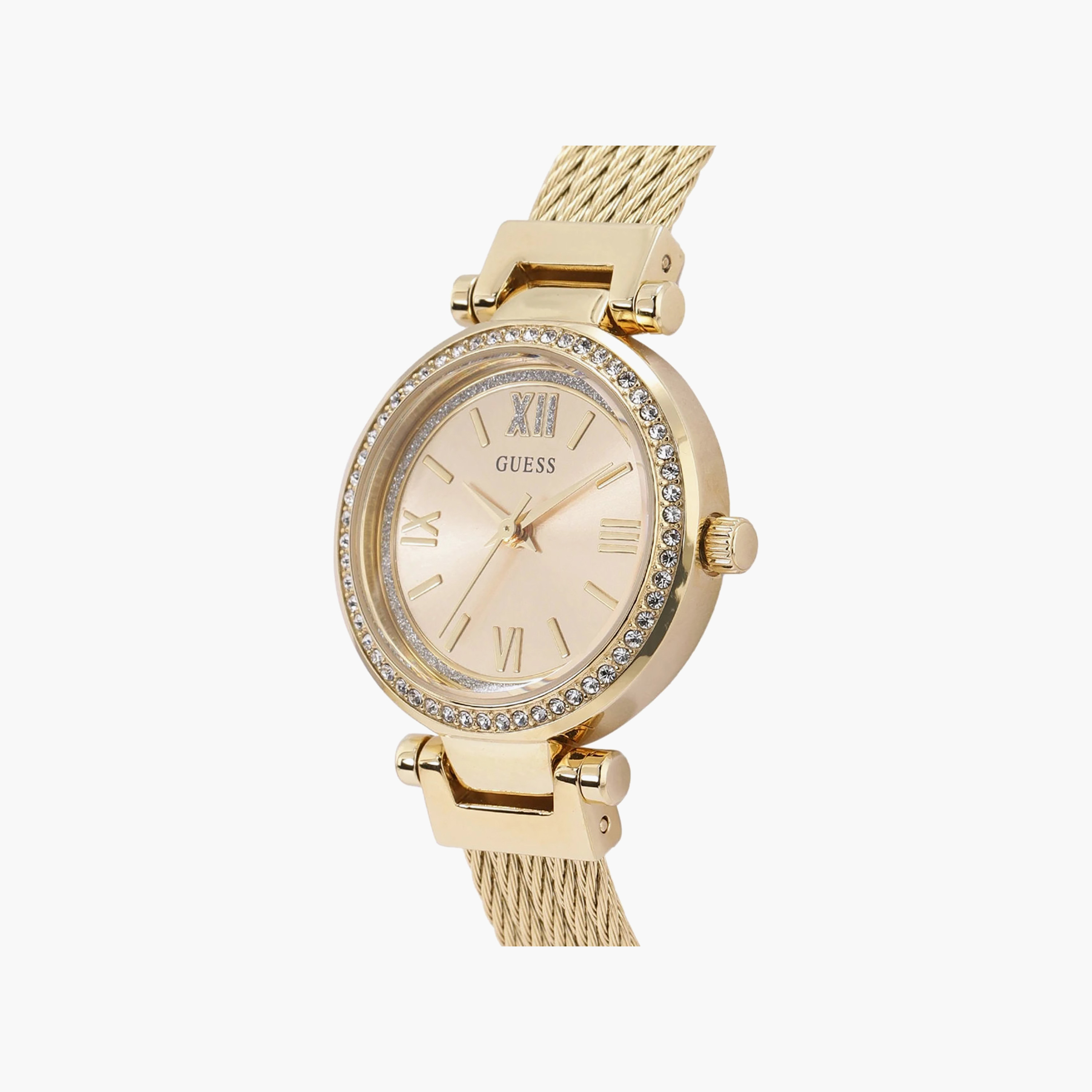 Guess Women 38 MM Gold Analog Silicone Watch | W1009L2-women-watchesandjewellery-watches-image-2
