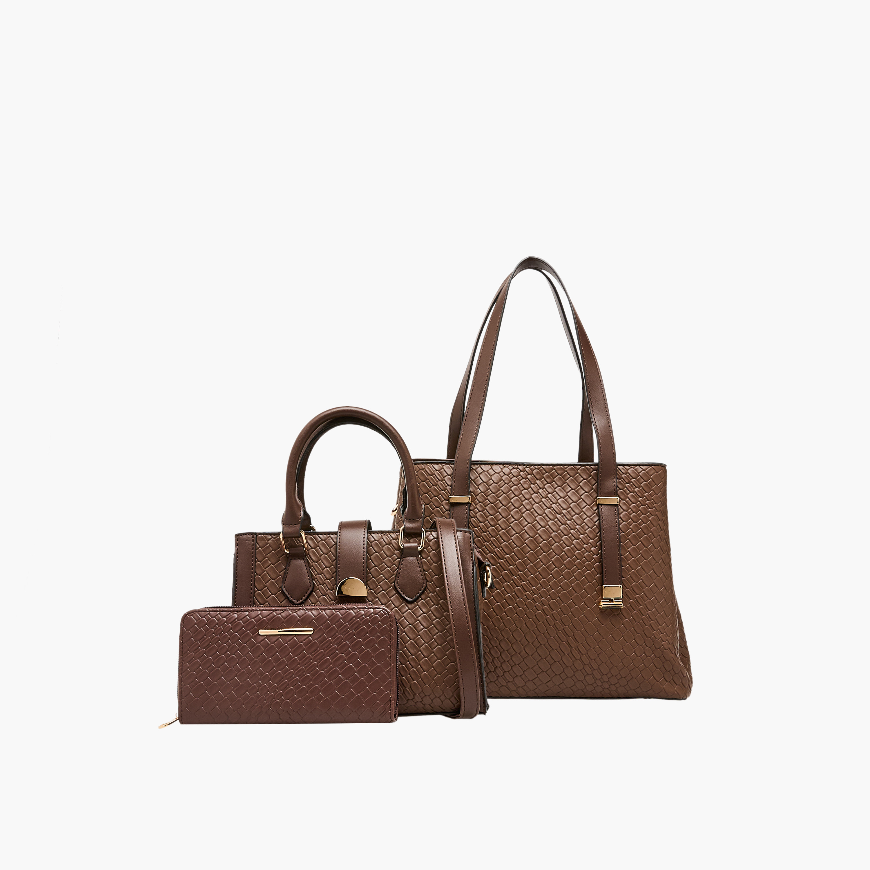 Sasha Textured Tote Bag with Crossbody Bag and Wallet-women-bagsandwallets-handbags-image-1