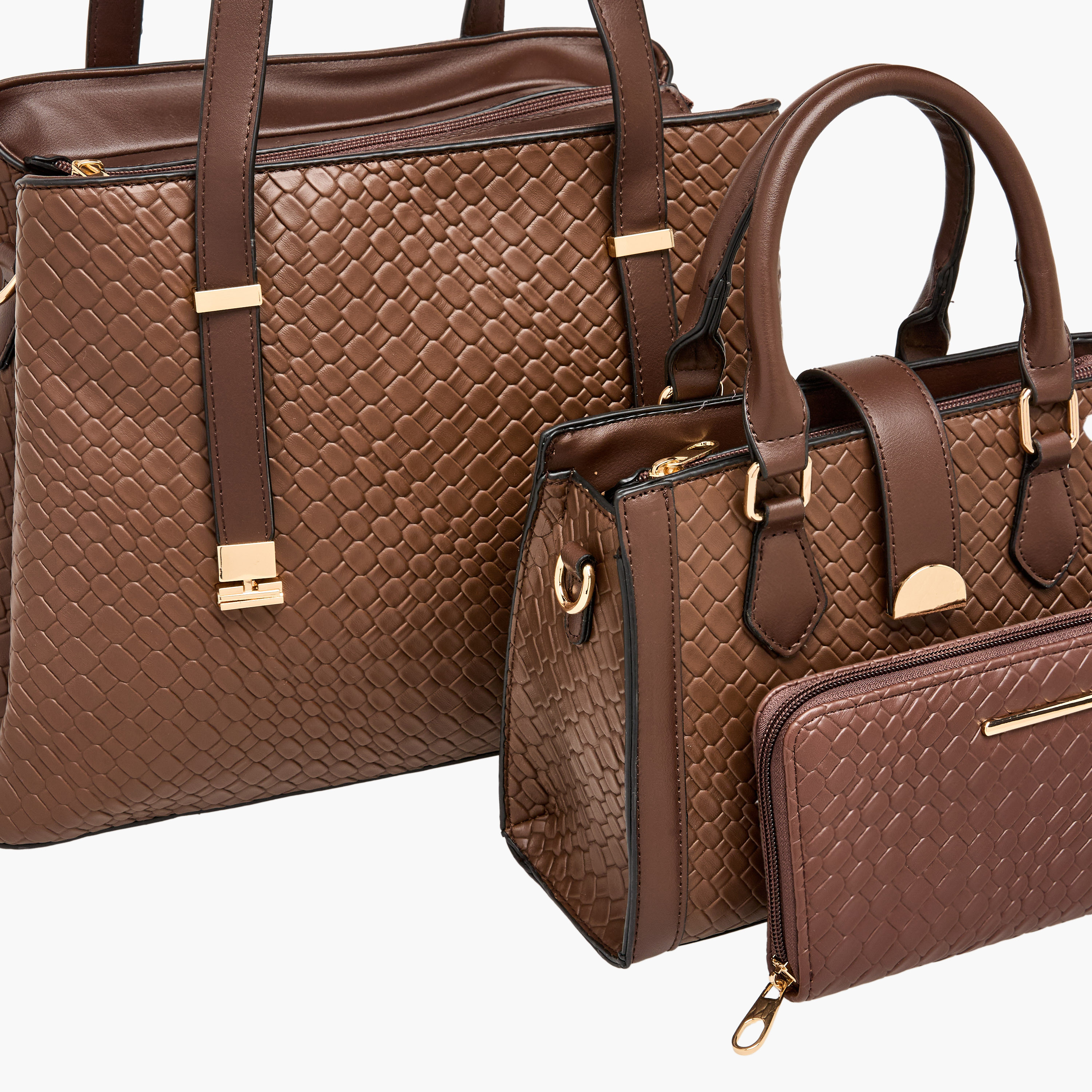 Sasha Textured Tote Bag with Crossbody Bag and Wallet-women-bagsandwallets-handbags-image-9