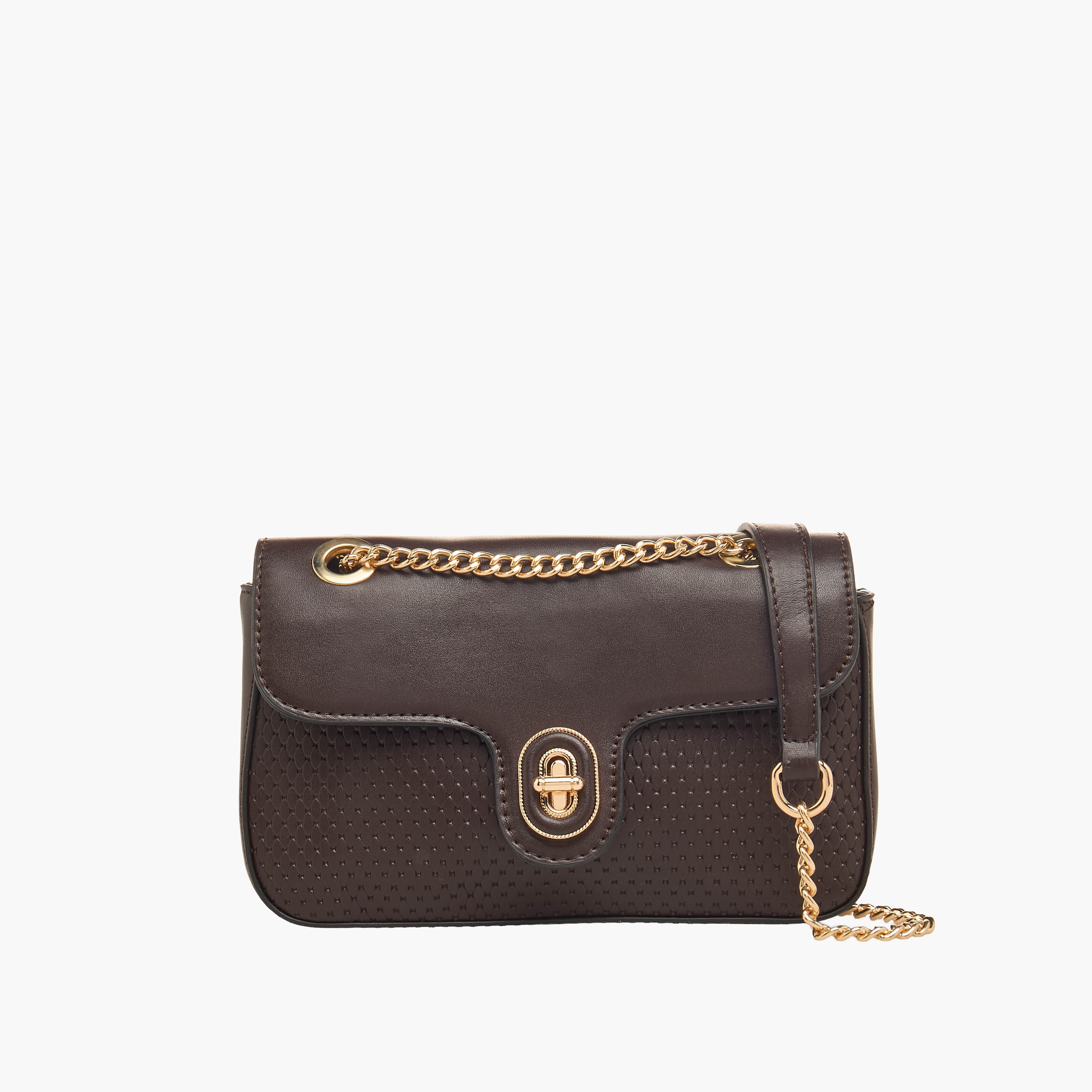 Adore Textured Crossbody Bag with Chain Strap-women-bagsandwallets-handbags-image-1