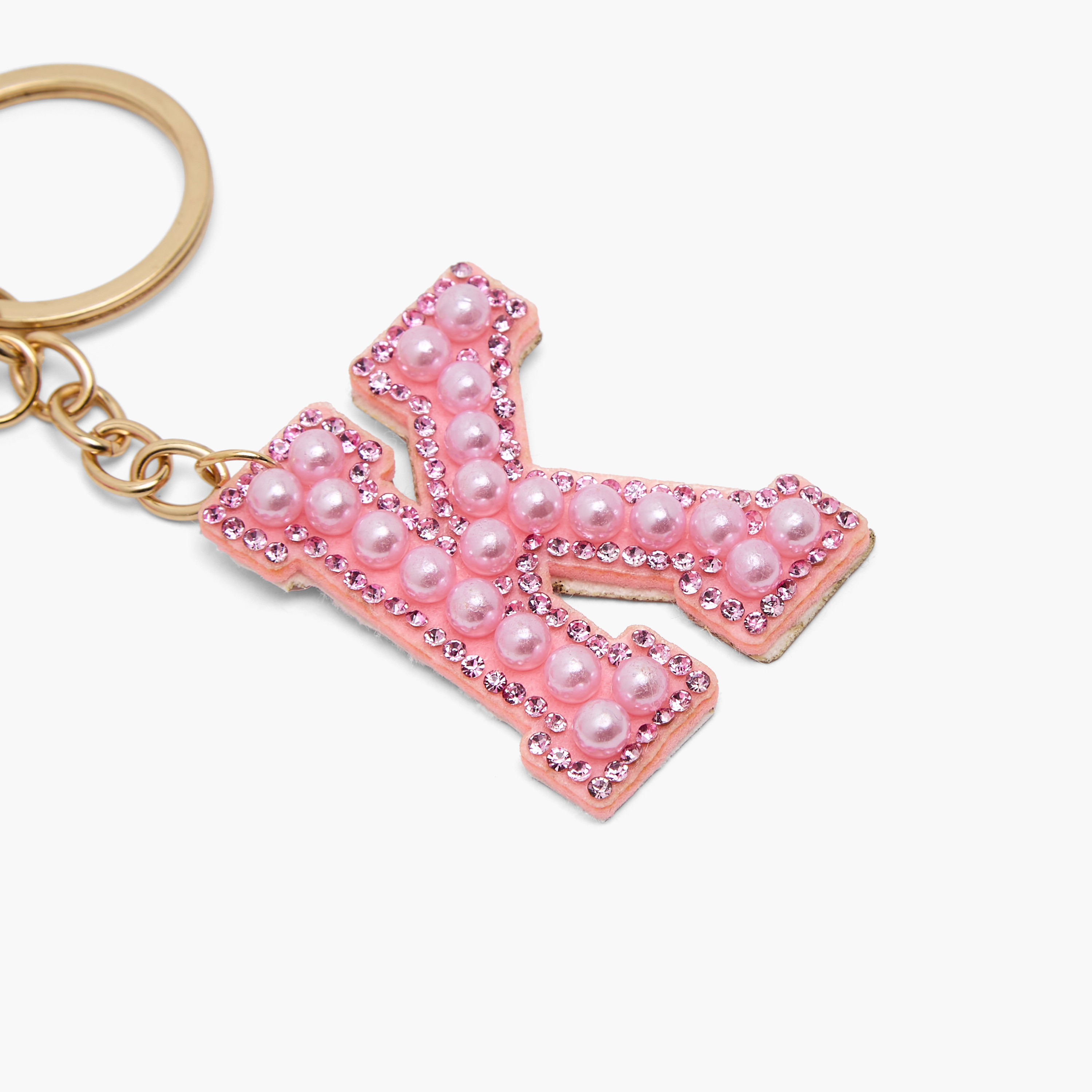 Embellished Initial Keyring with Pom-Pom-girls-accessories-keyringsandbagcharms-image-3