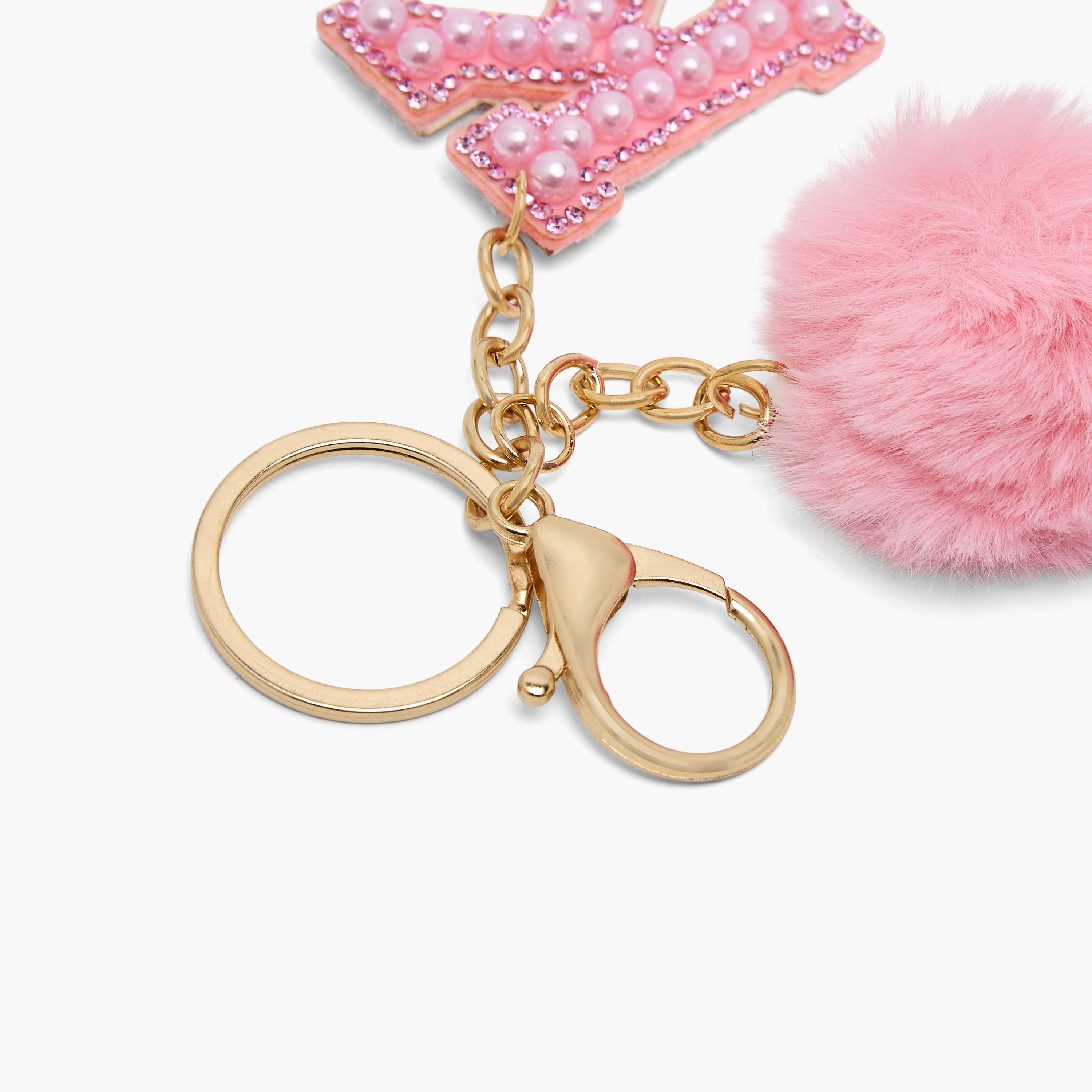 Embellished Initial Keyring with Pom-Pom-girls-accessories-keyringsandbagcharms-image-4