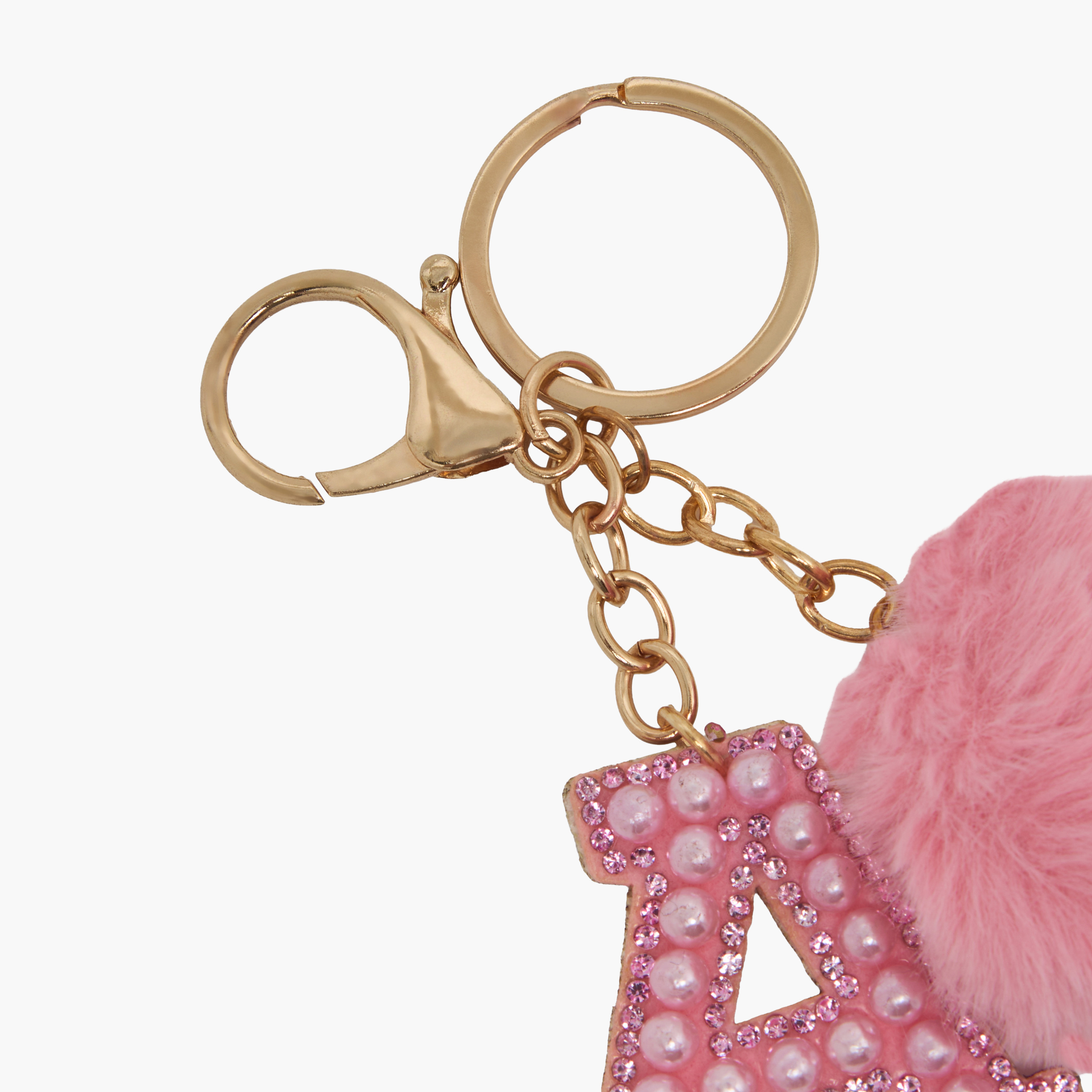 Initial Embellished Keyring with Pompom-girls-accessories-keyringsandbagcharms-image-4