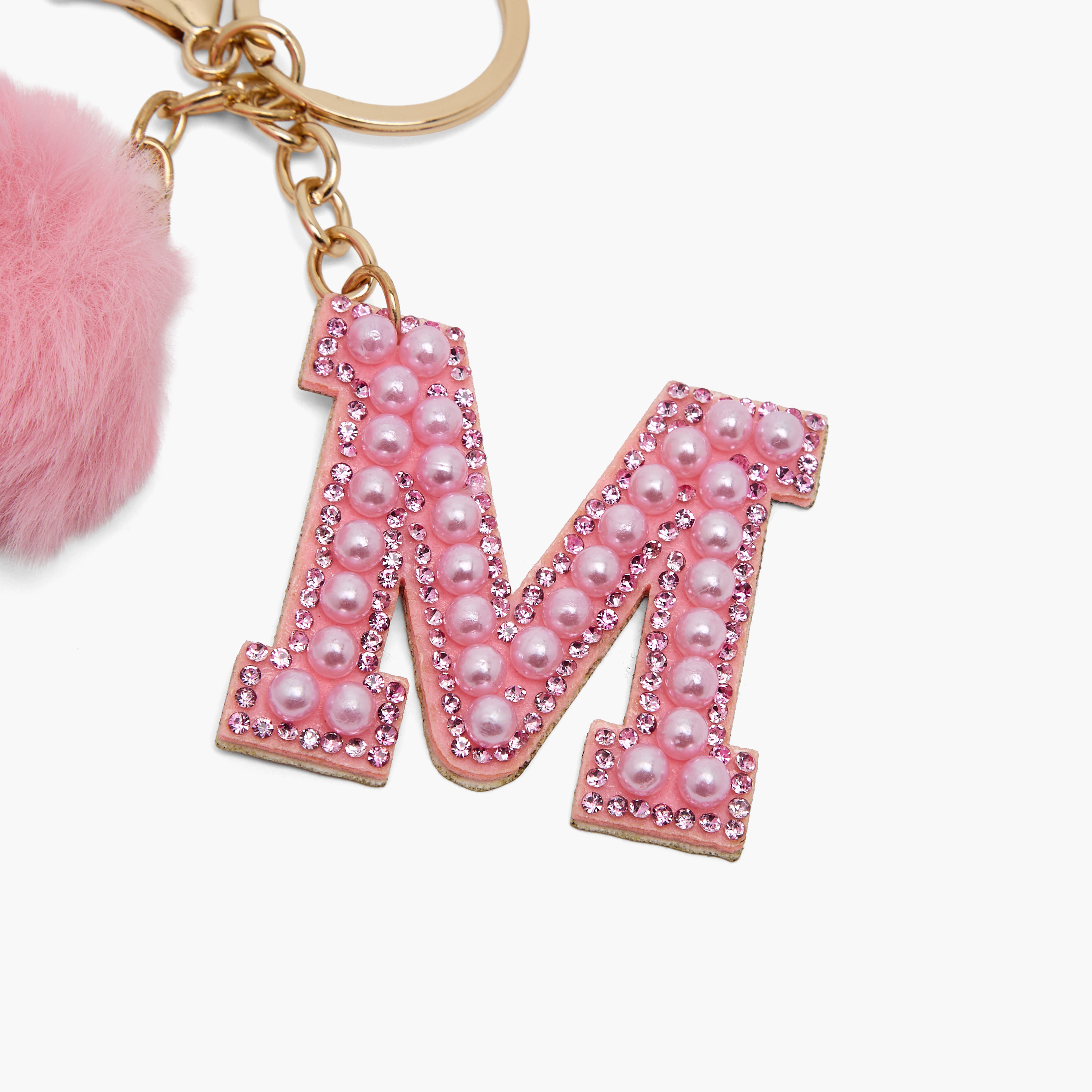 Embellished Initial Keyring with Pom-Pom-girls-accessories-keyringsandbagcharms-image-3
