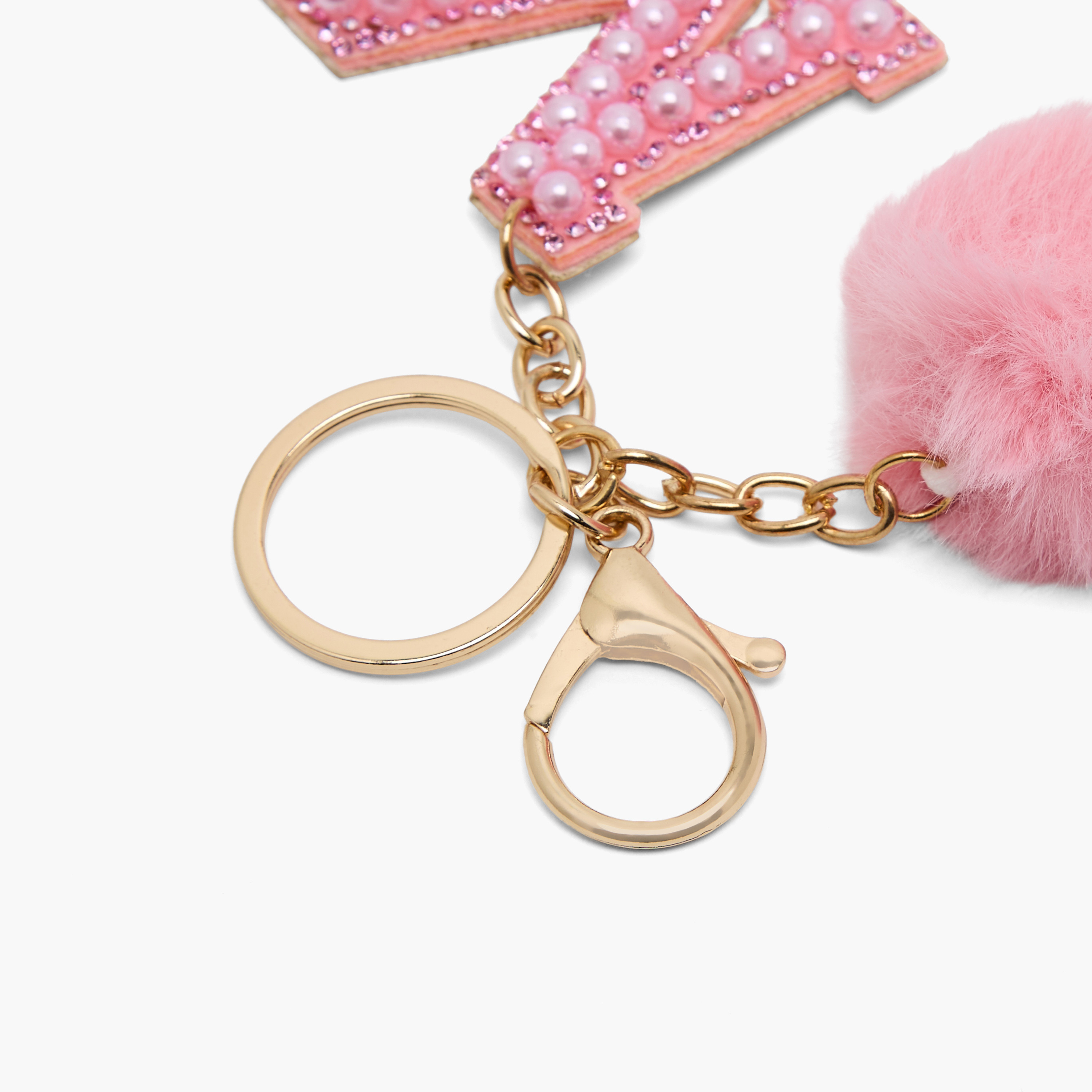 Embellished Initial Keyring with Pom-Pom-girls-accessories-keyringsandbagcharms-image-4