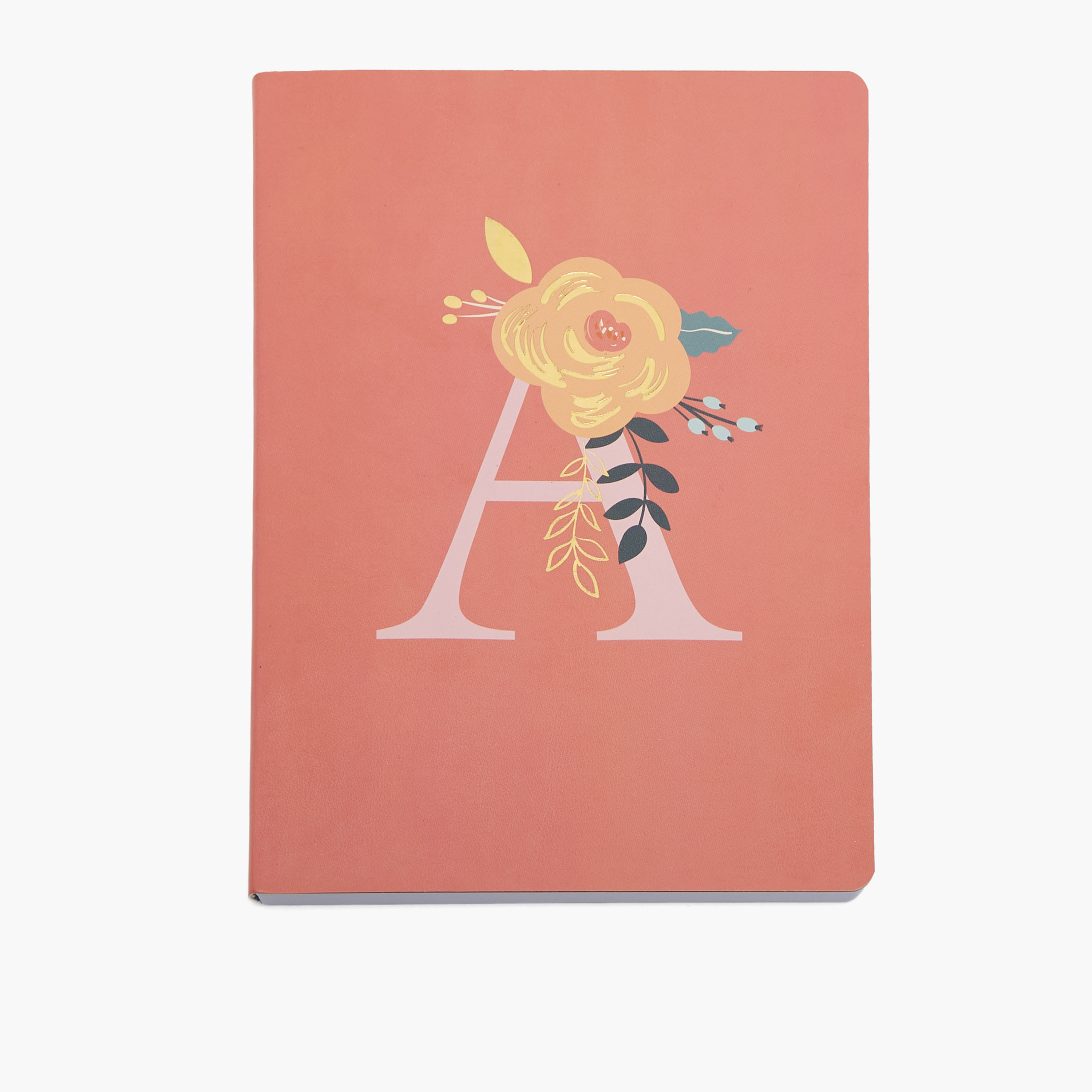 Floral Initial Print Softcover Notebook with 96 Pages-school-stationery-notebooks-image-2