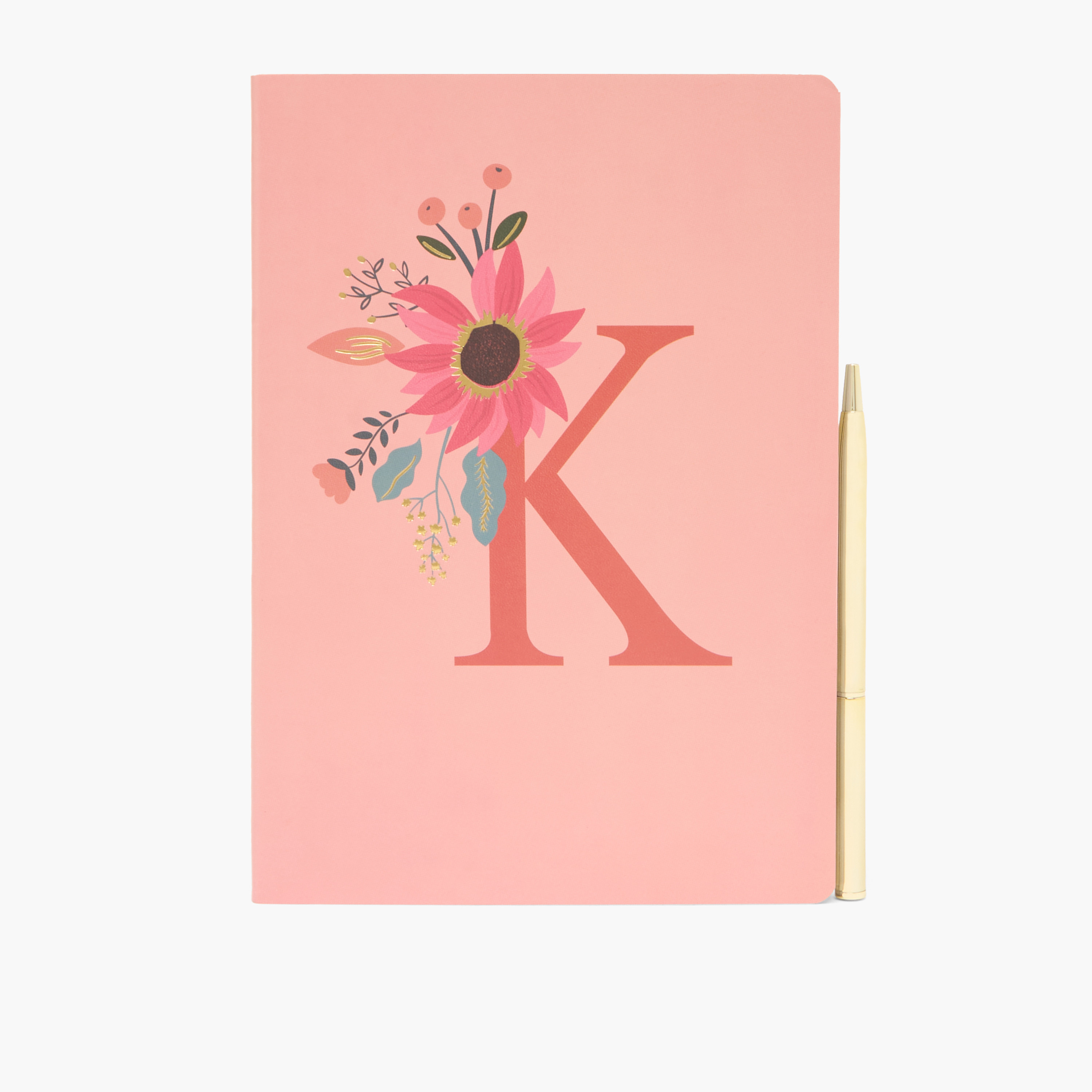 Floral Initial Print Soft Cover Notebook - 96 cm-school-stationery-notebooks-image-1