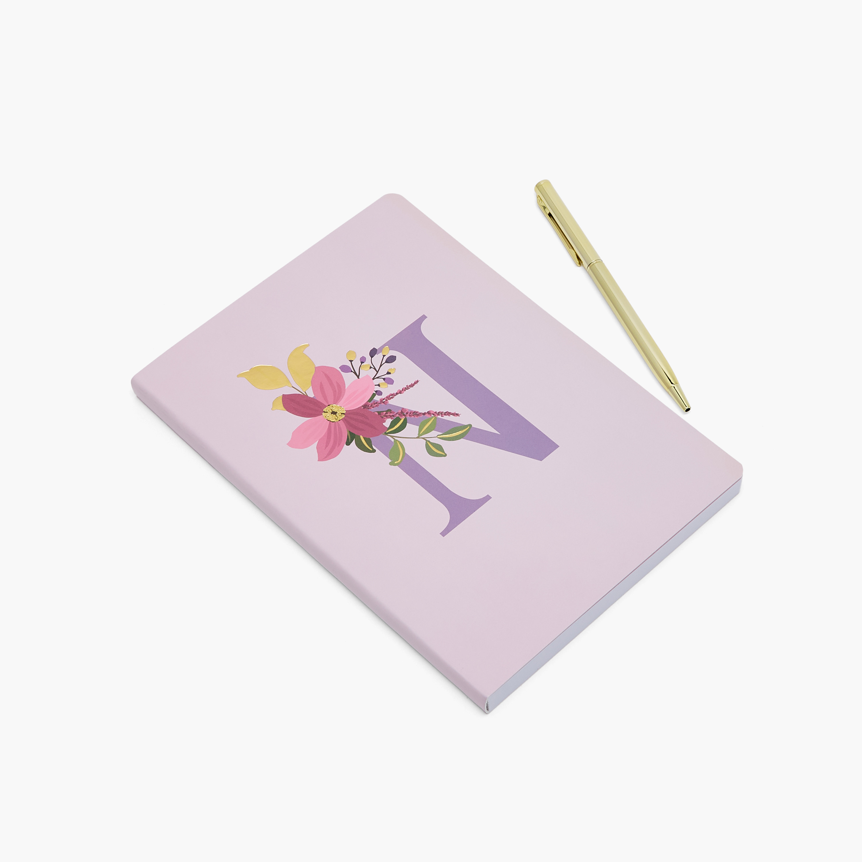 Floral Initial Print Soft Cover Notebook with 96 Pages-school-stationery-notebooks-image-1