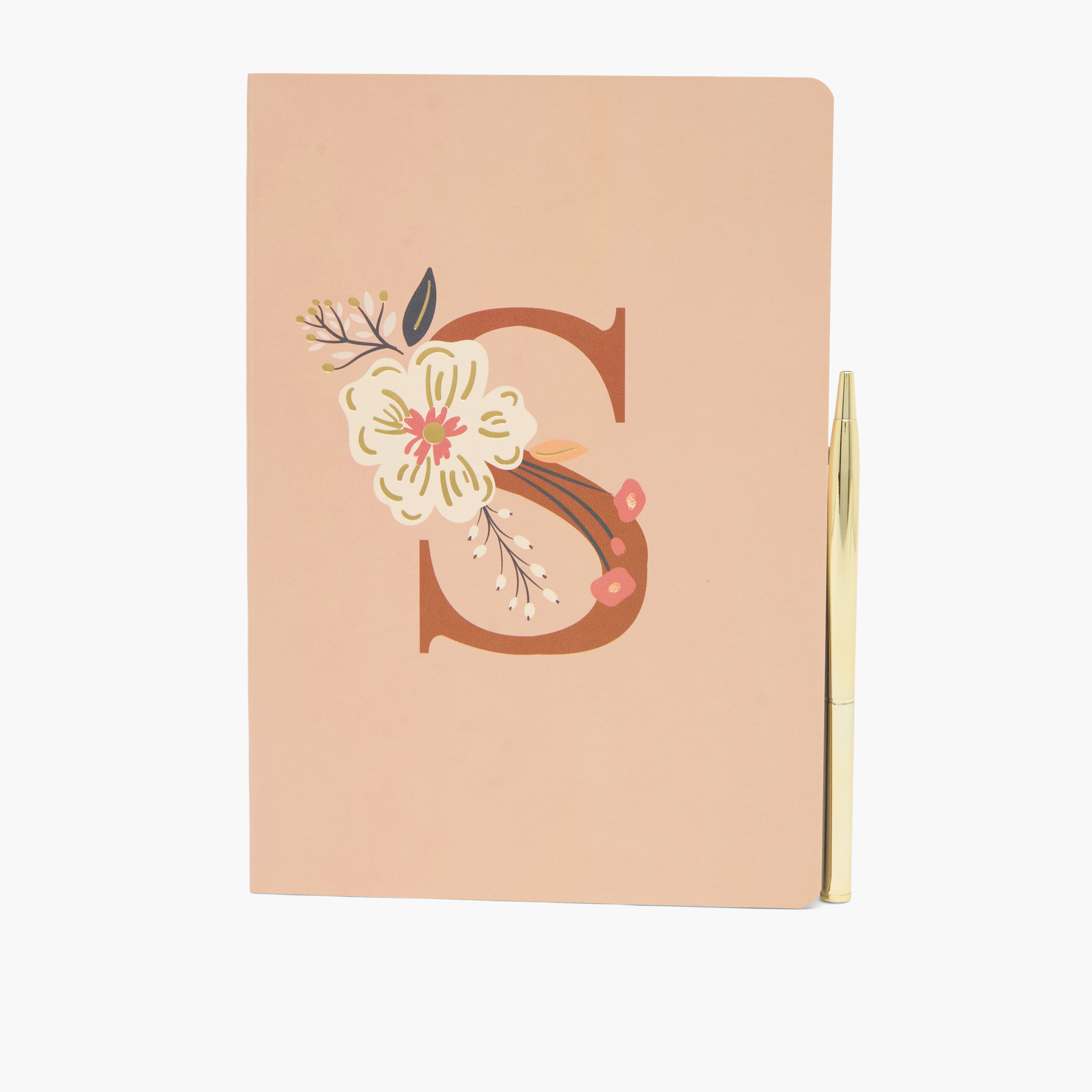 Floral Initial Print Soft Cover Notebook - 96 Pages-school-stationery-notebooks-image-1