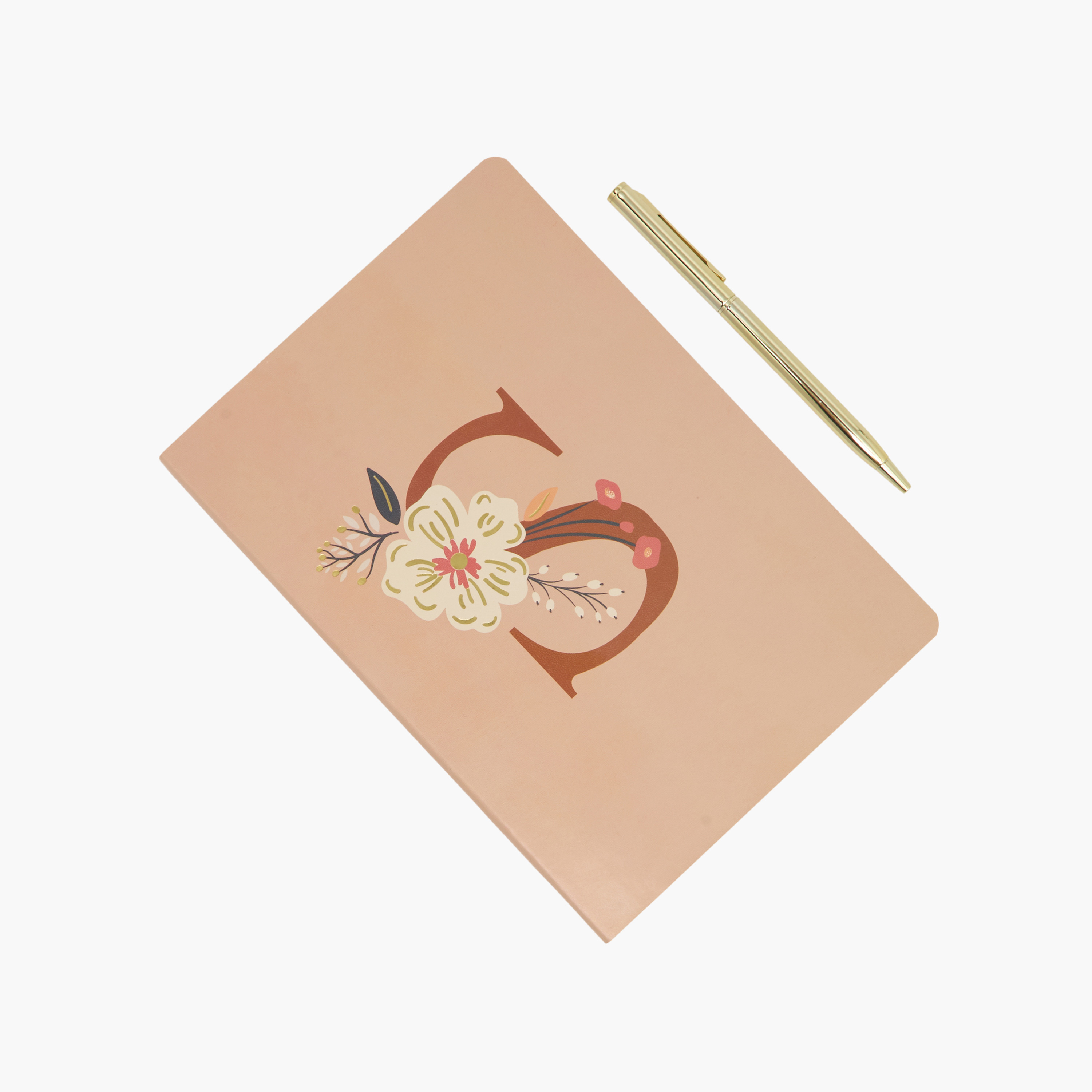Floral Initial Print Soft Cover Notebook - 96 Pages-school-stationery-notebooks-image-2