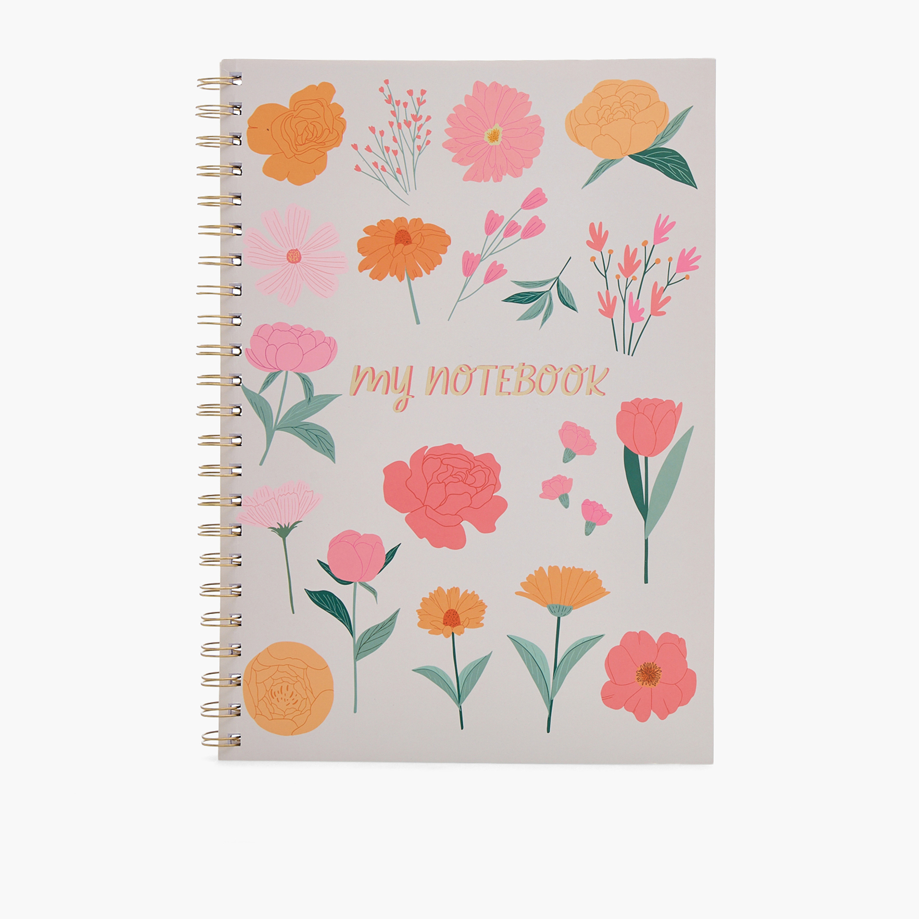 Floral Print Notebook with Spiral Binding-school-stationery-notebooks-image-1