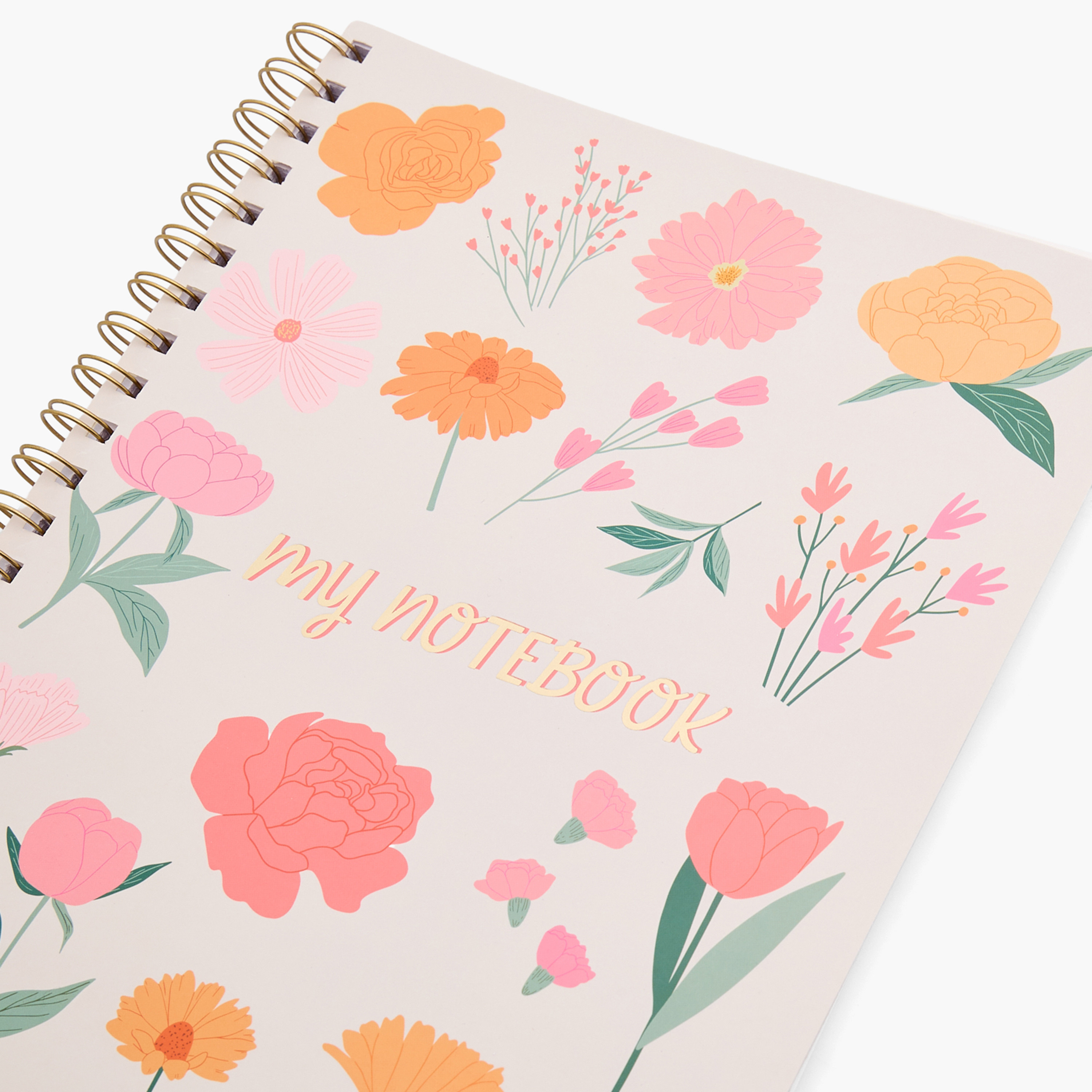 Floral Print Notebook with Spiral Binding-school-stationery-notebooks-image-3