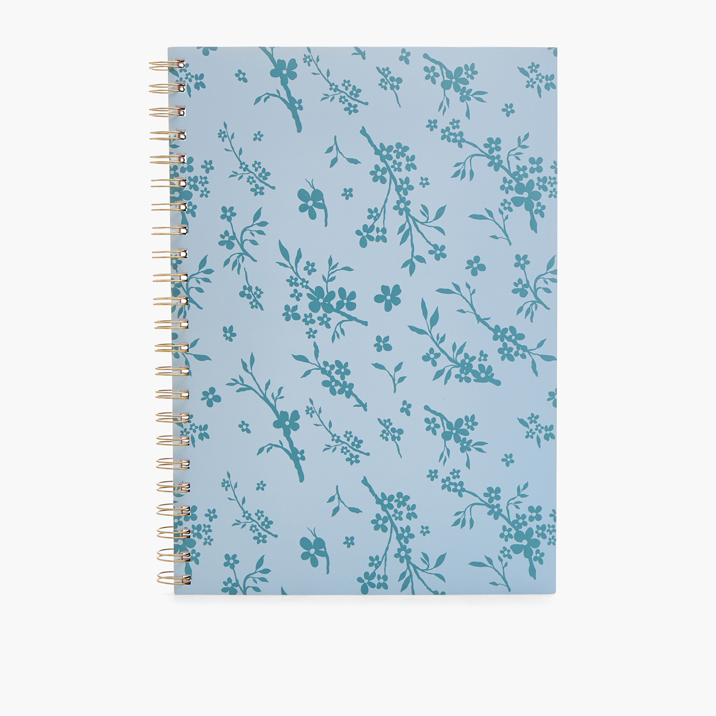 Floral Print Notebook with Spiral Binding-school-stationery-notebooks-image-1