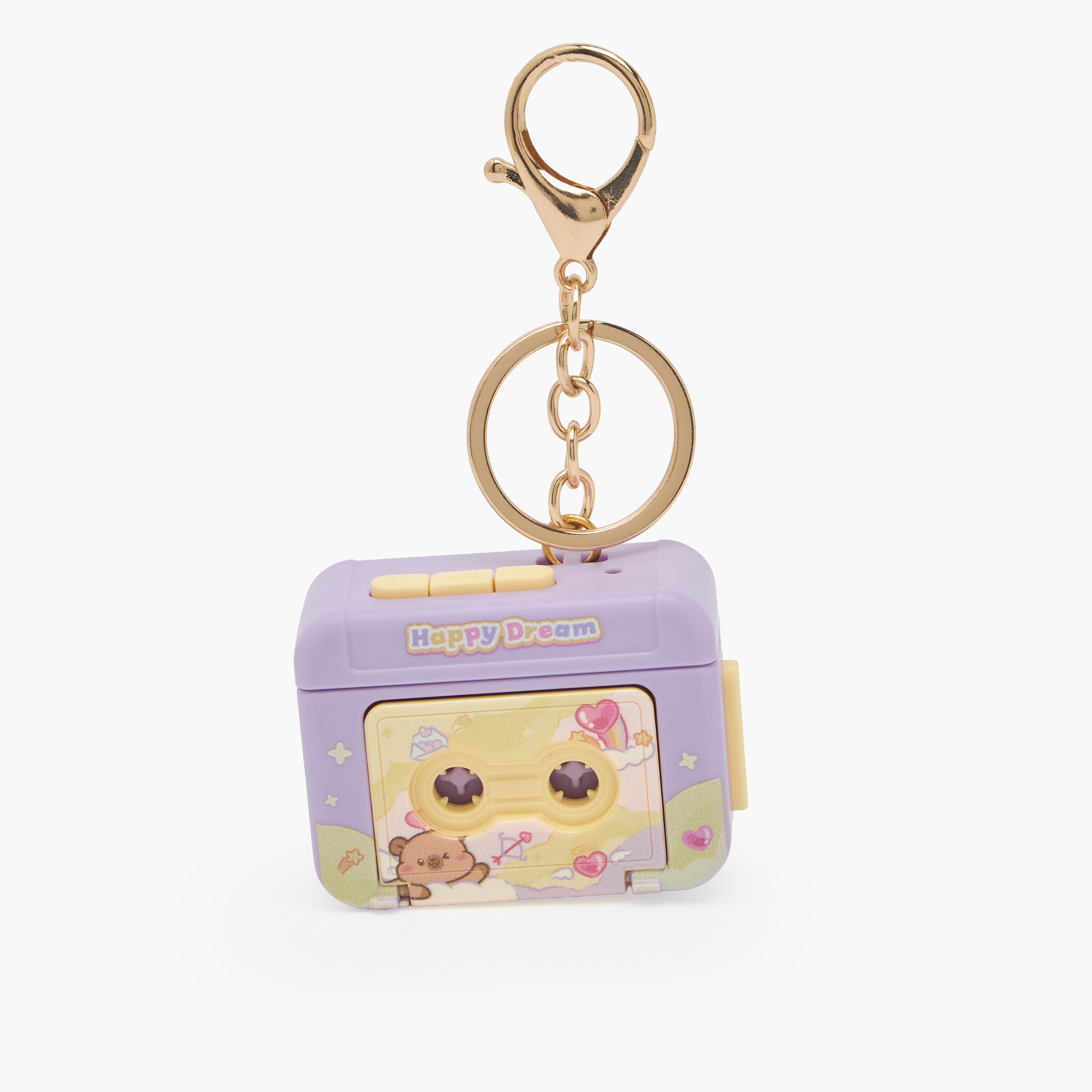 Retro Cassette Player Keychain with Lobster Claps-girls-accessories-keyringsandbagcharms-image-1